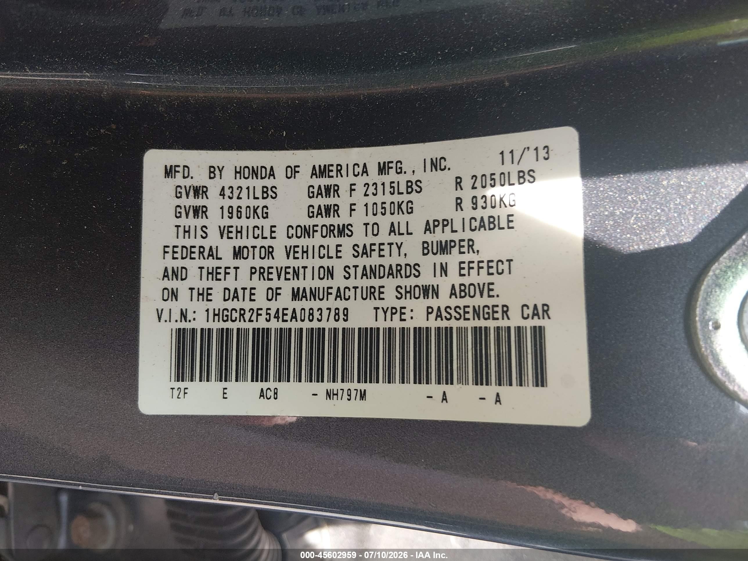 2014 Honda Accord Sport Серый vin: 1HGCR2F54EA083789