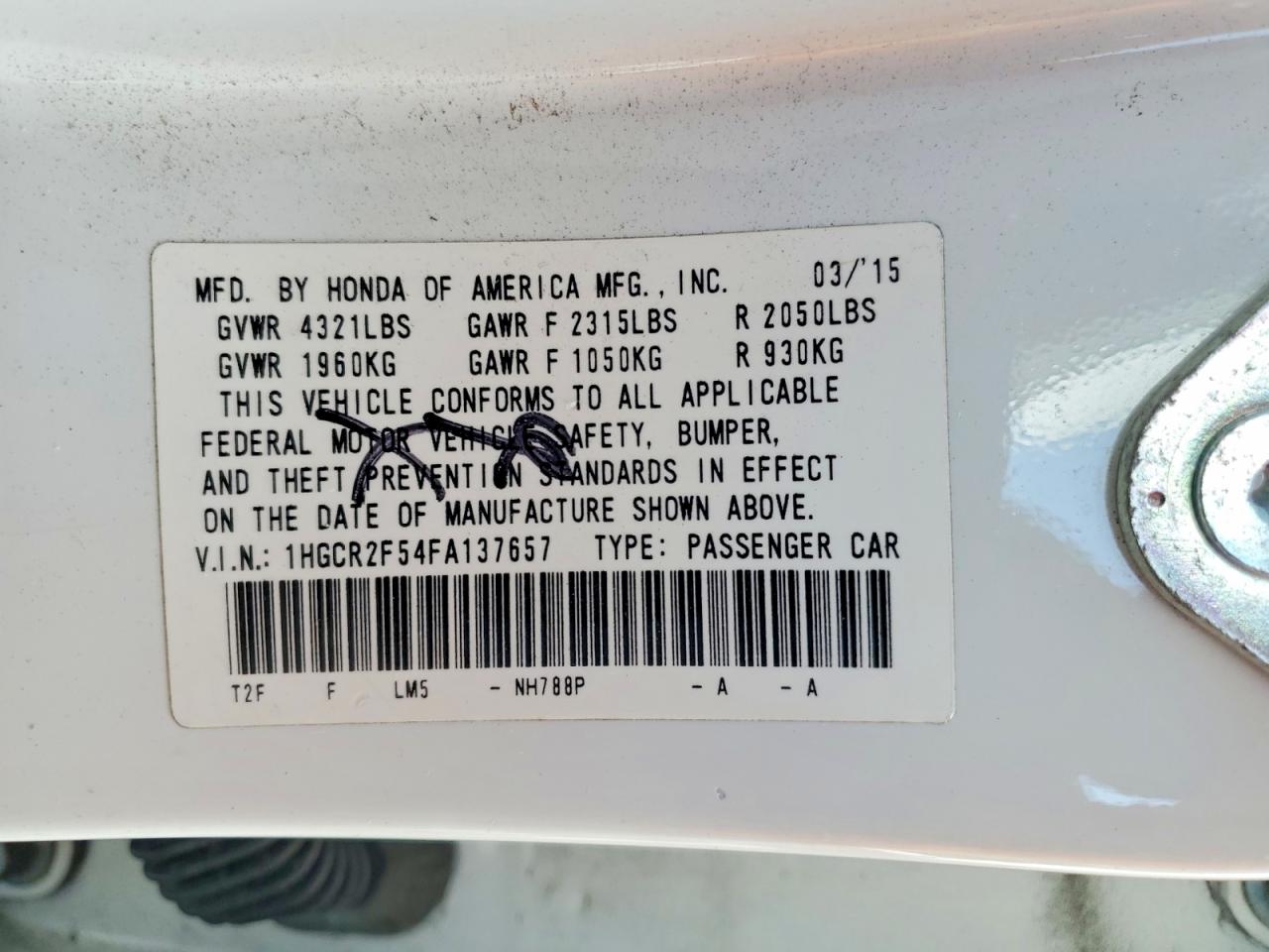 2015 Honda Accord Sport White vin: 1HGCR2F54FA137657