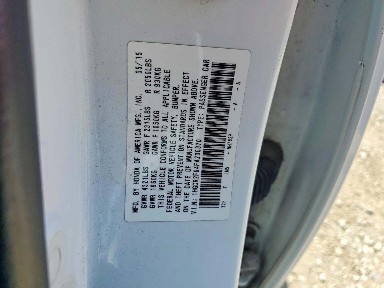 2015 Honda Accord Sport White vin: 1HGCR2F54FA200370