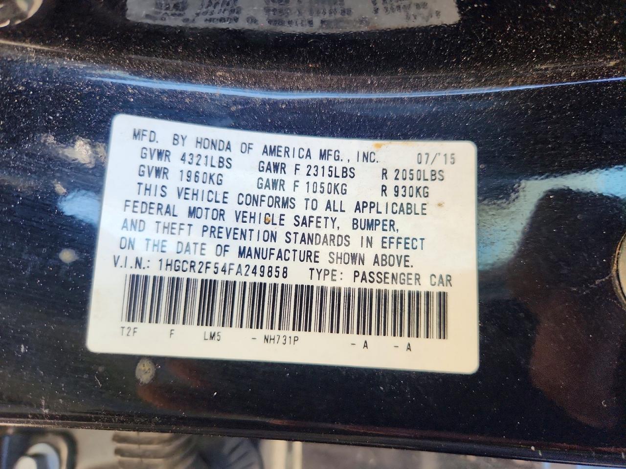 2015 Honda Accord Sport Black vin: 1HGCR2F54FA249858