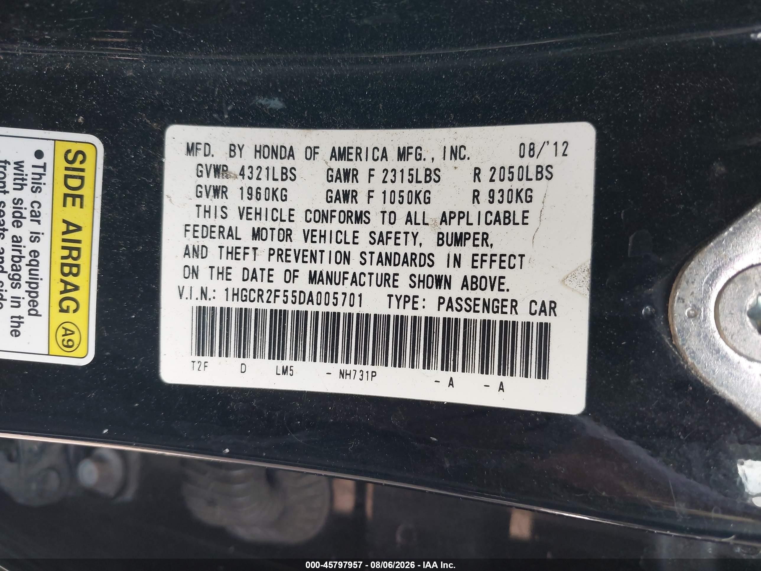 2013 Honda Accord Sport Black vin: 1HGCR2F55DA005701