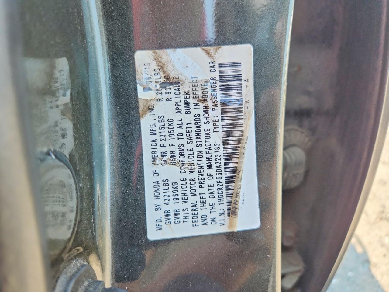 2013 Honda Accord Sport Gray vin: 1HGCR2F55DA223783