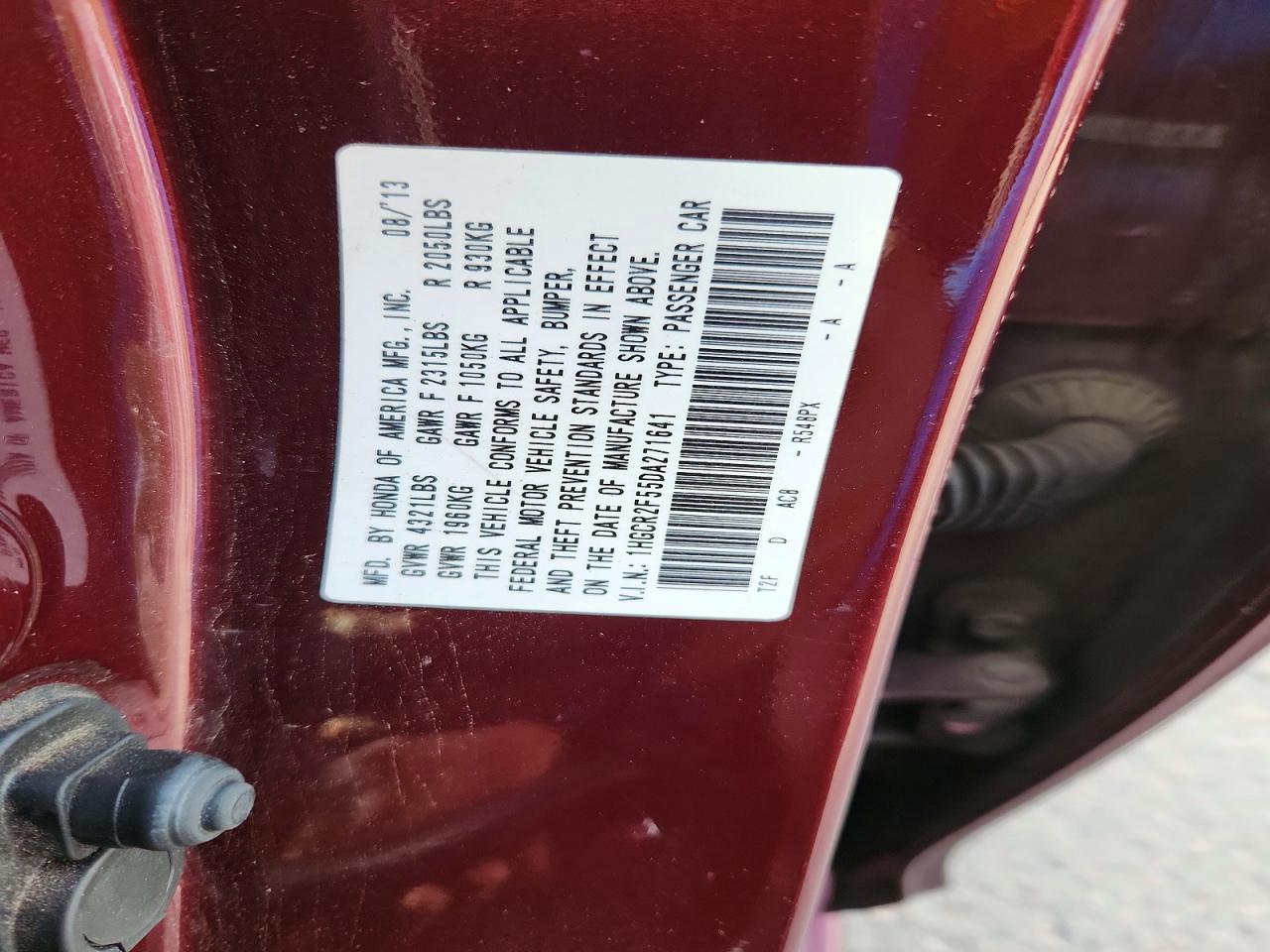2013 Honda Accord Sport Темно-бордовый vin: 1HGCR2F55DA271641