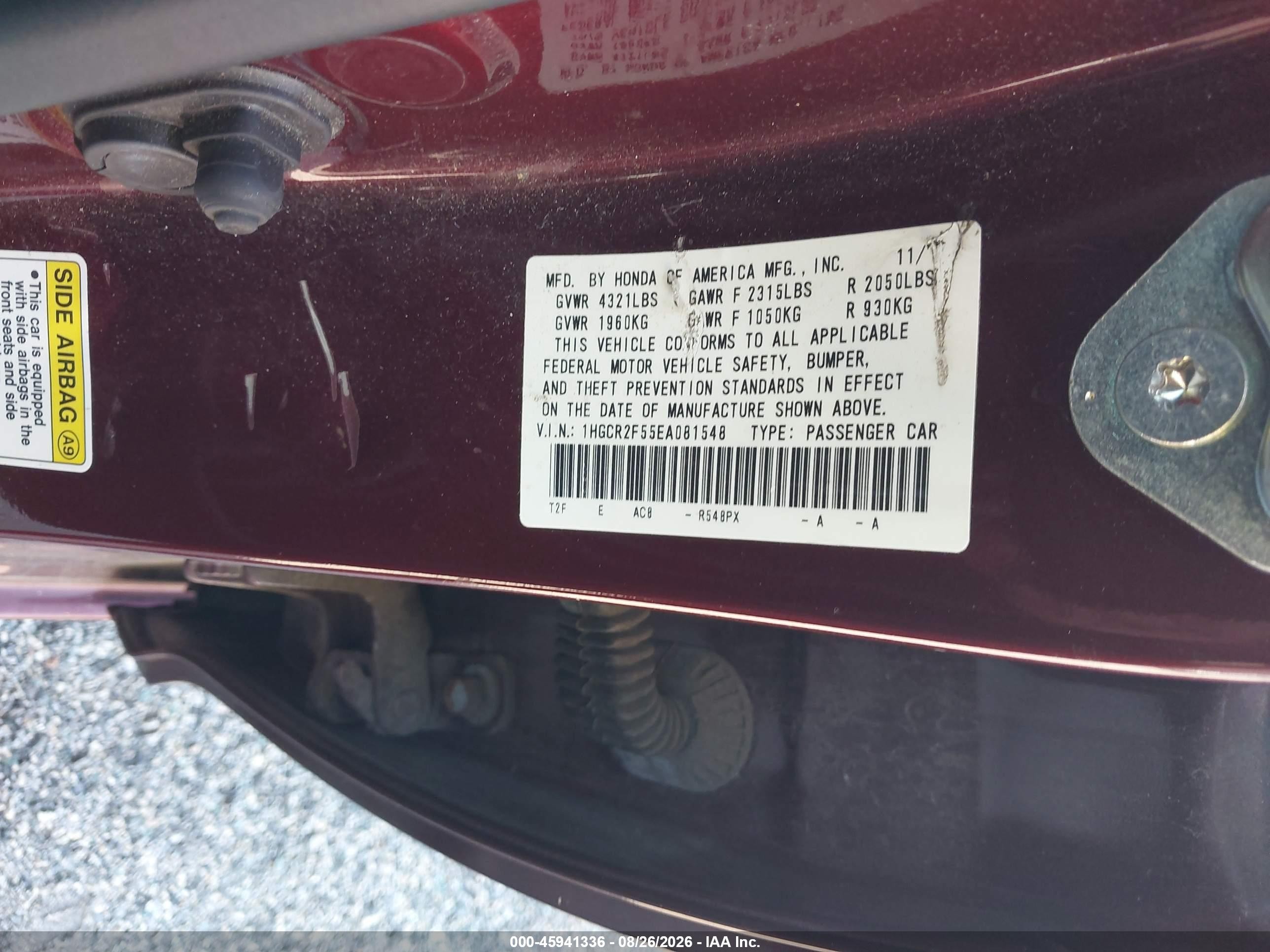 2014 Honda Accord Sport Бордовый vin: 1HGCR2F55EA081548