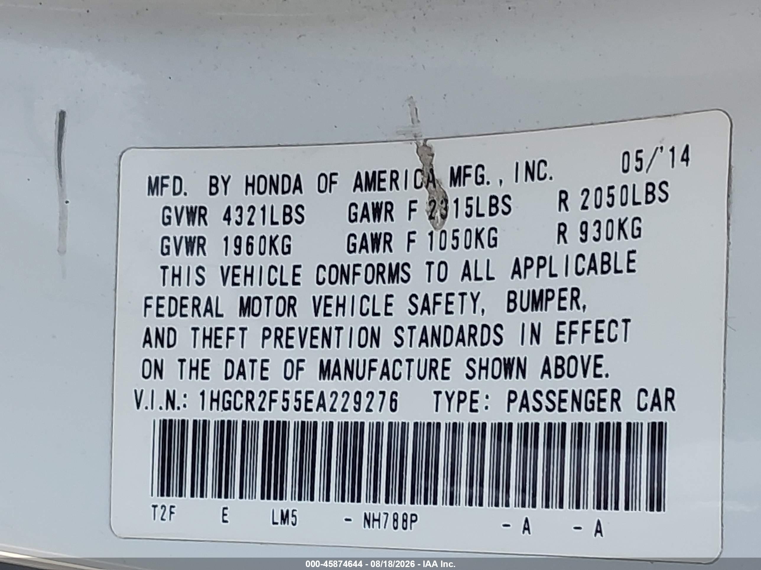 2014 Honda Accord Sport White vin: 1HGCR2F55EA229276