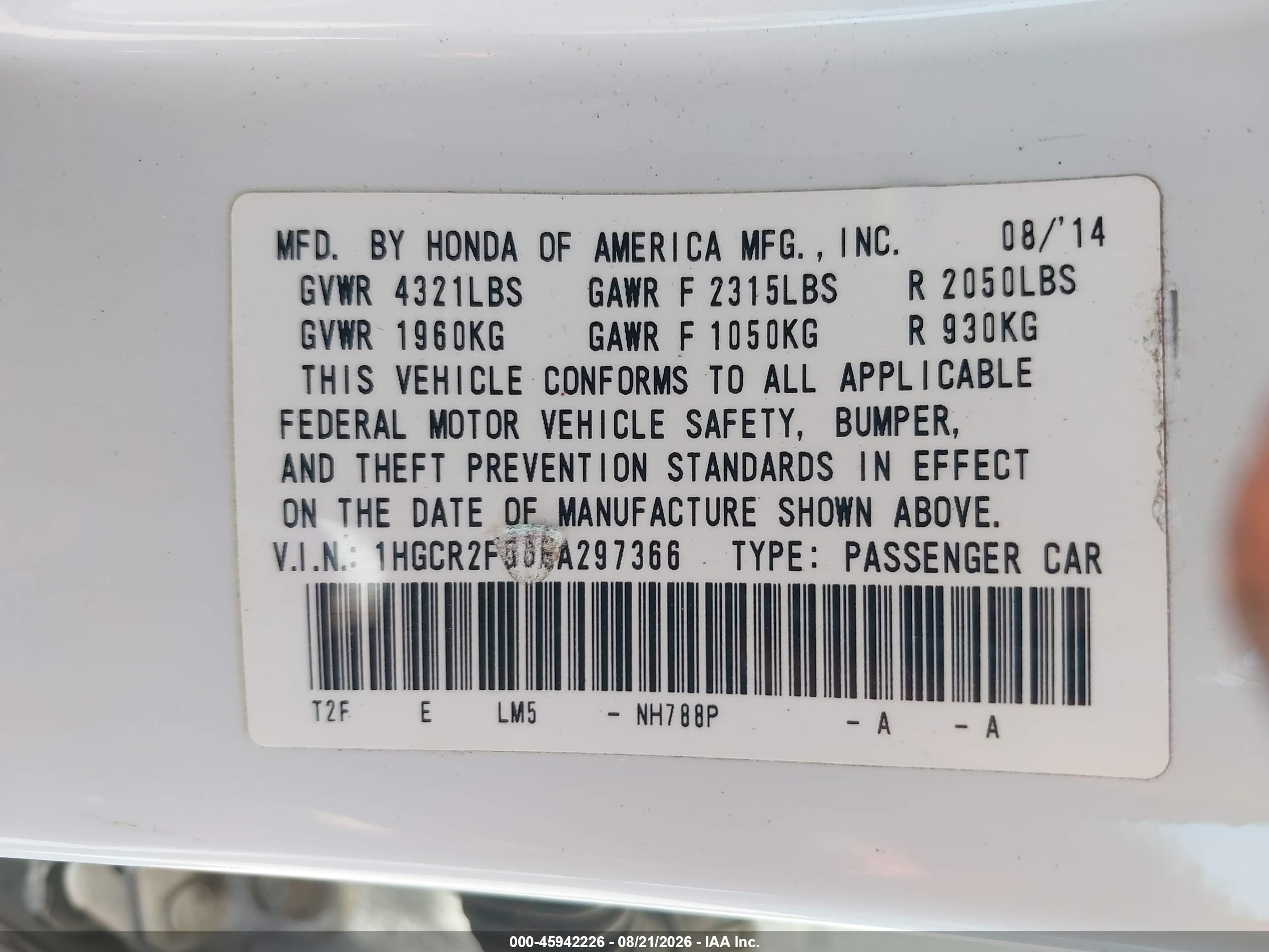 2014 Honda Accord Sport Белый vin: 1HGCR2F55EA297366