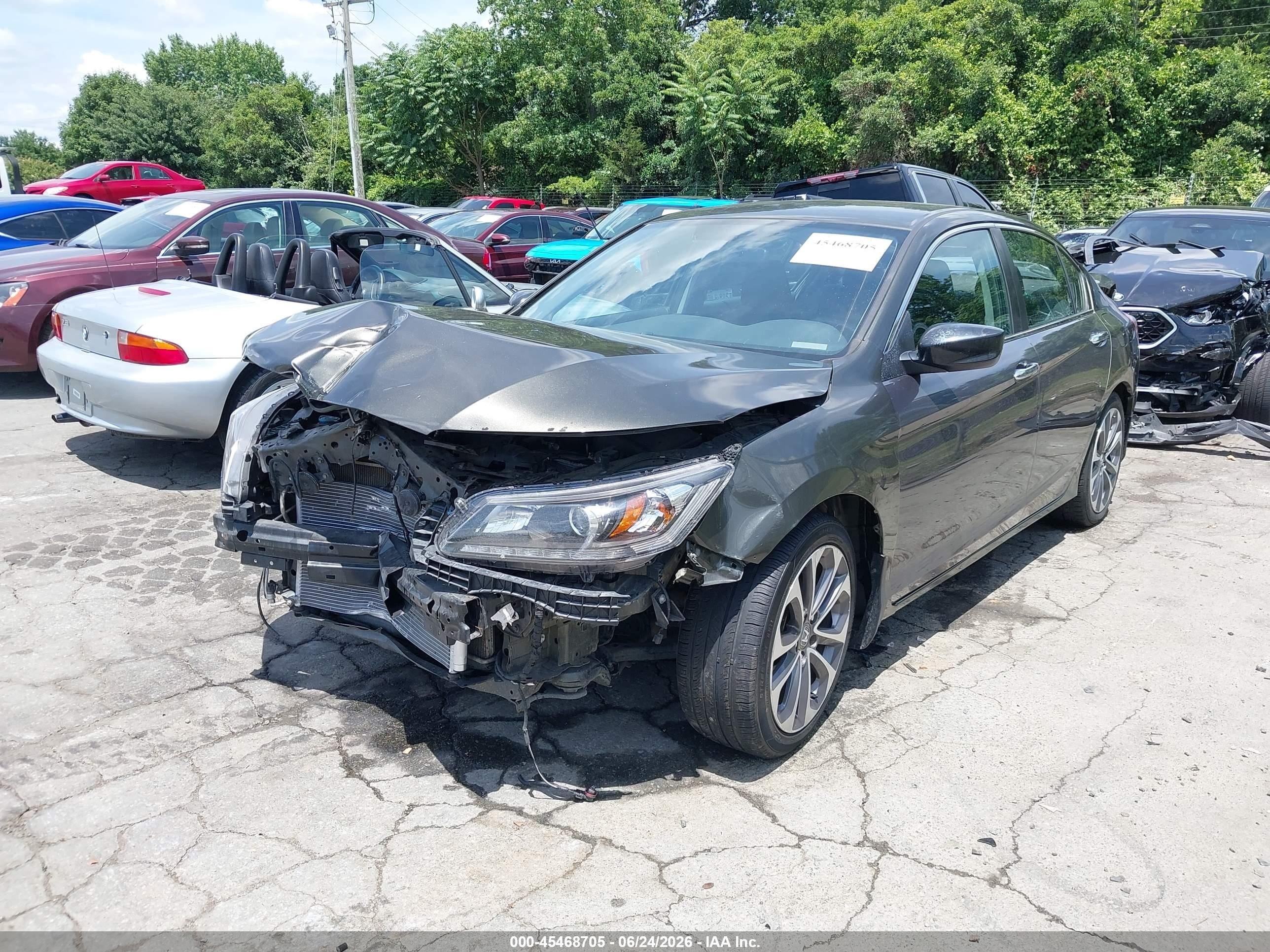 2015 Honda Accord Sport Gray vin: 1HGCR2F55FA023988