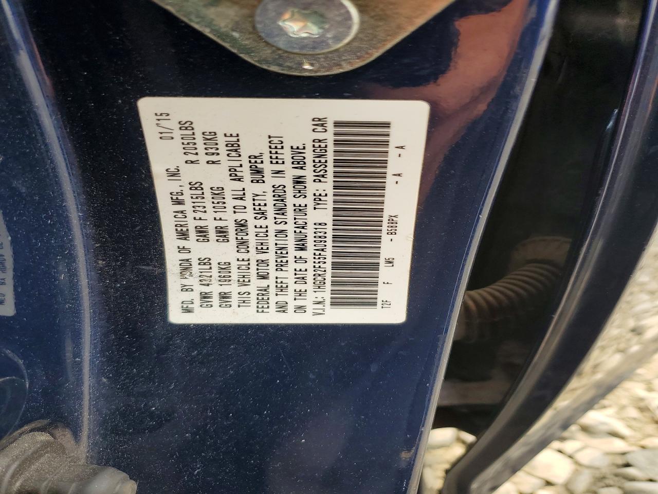 2015 Honda Accord Sport Blue vin: 1HGCR2F55FA098318