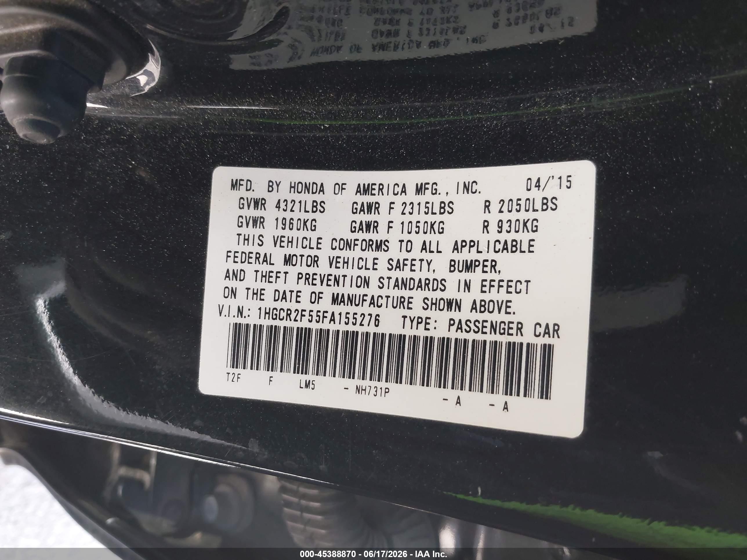 2015 Honda Accord Sport Gray vin: 1HGCR2F55FA155276