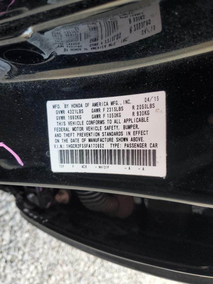 2015 Honda Accord Sport Черный vin: 1HGCR2F55FA170652