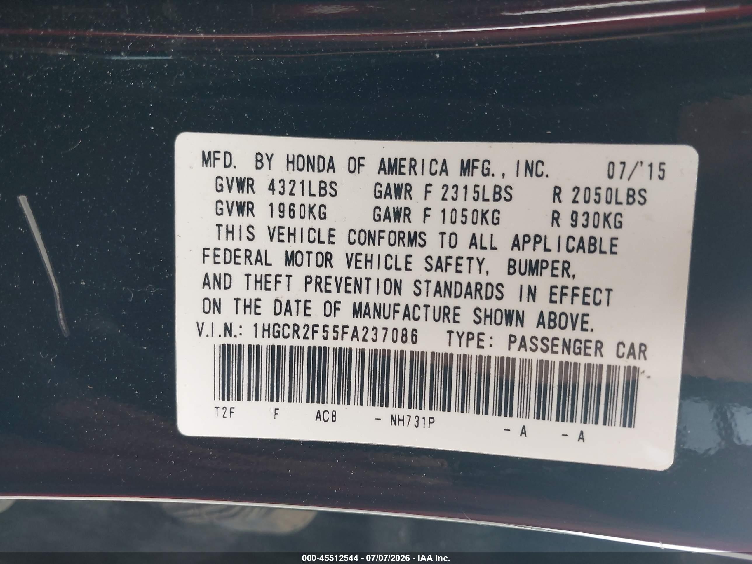 2015 Honda Accord Sport Black vin: 1HGCR2F55FA237086