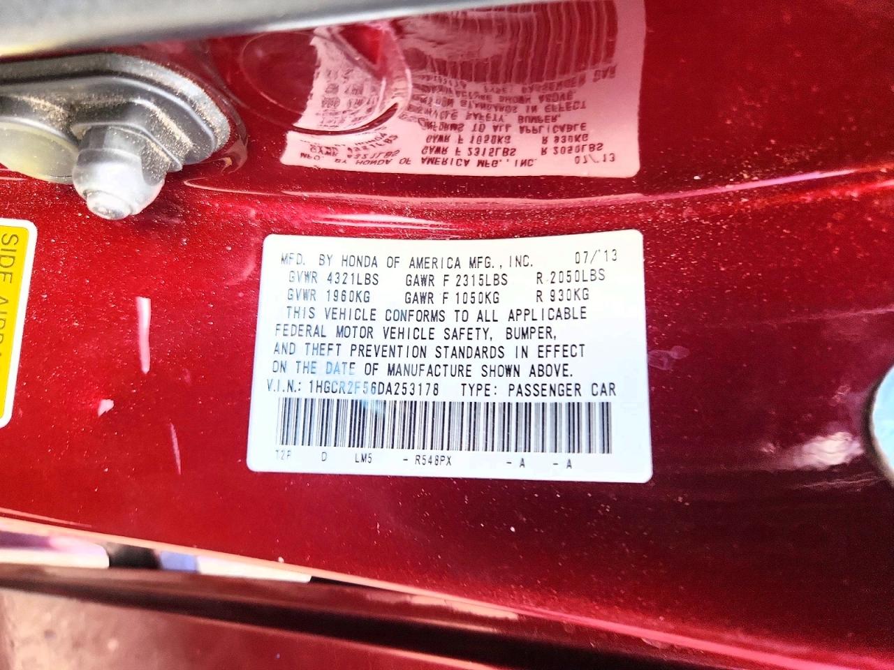 2013 Honda Accord Sport Burgundy vin: 1HGCR2F56DA253178