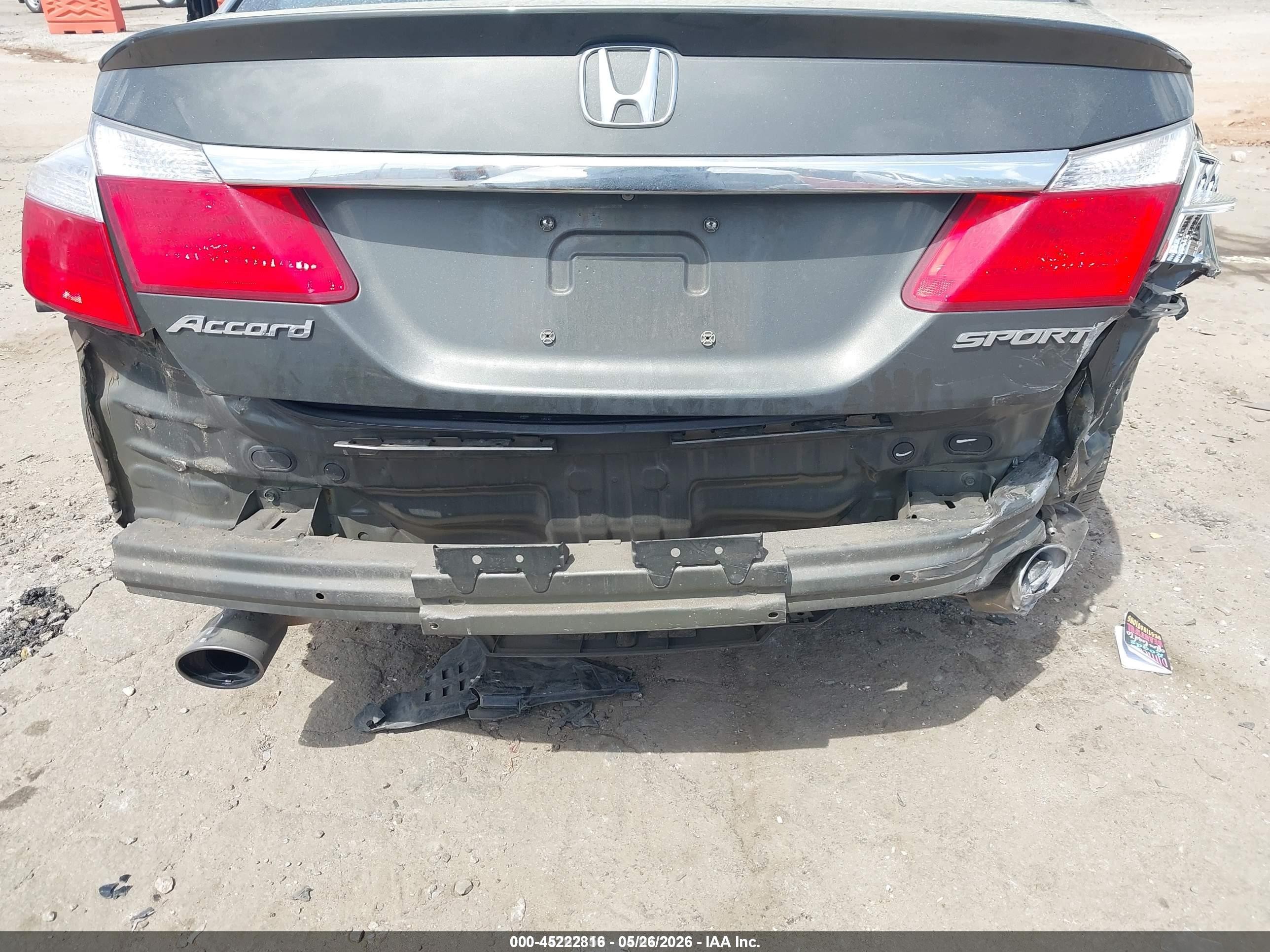 2015 Honda Accord Sport Серый vin: 1HGCR2F56FA023983