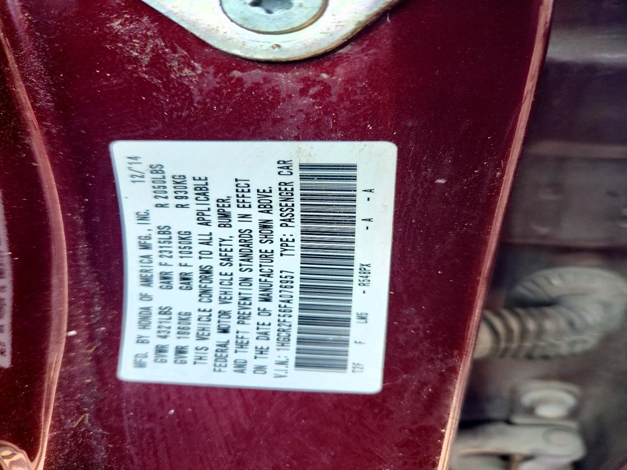2015 Honda Accord Sport Maroon vin: 1HGCR2F56FA076957