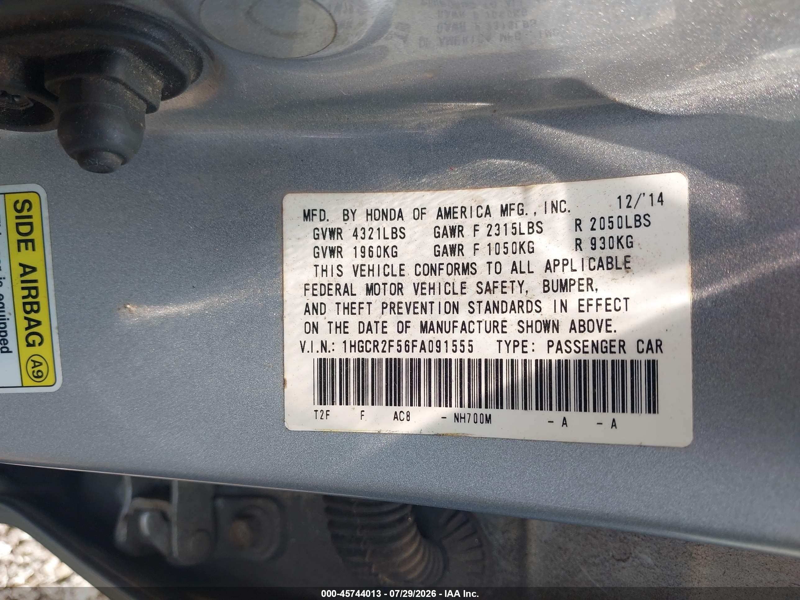 2015 Honda Accord Sport Silver vin: 1HGCR2F56FA091555
