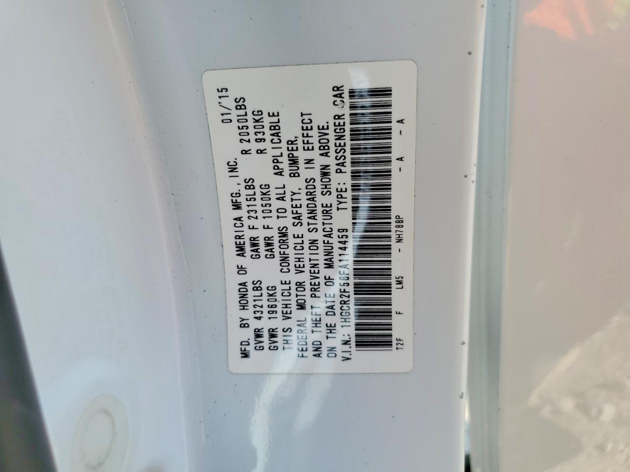 2015 Honda Accord Sport White vin: 1HGCR2F56FA114459