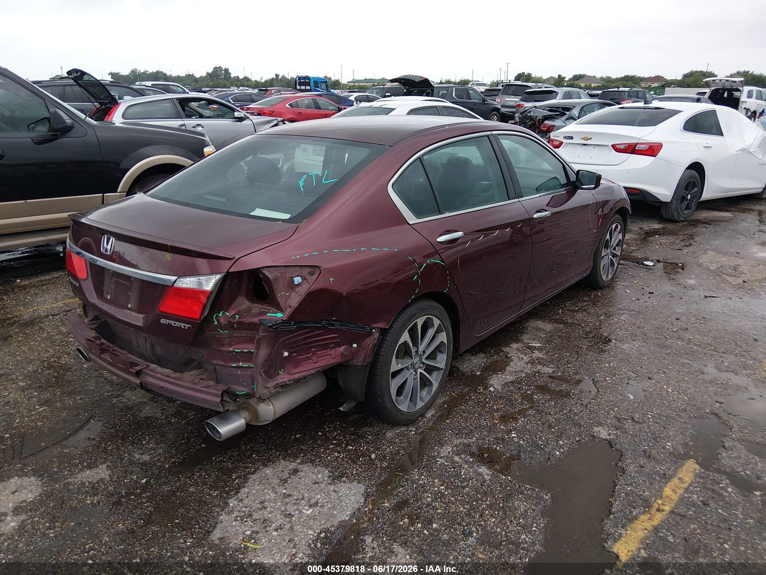 2015 Honda Accord Sport Burgundy vin: 1HGCR2F56FA246525