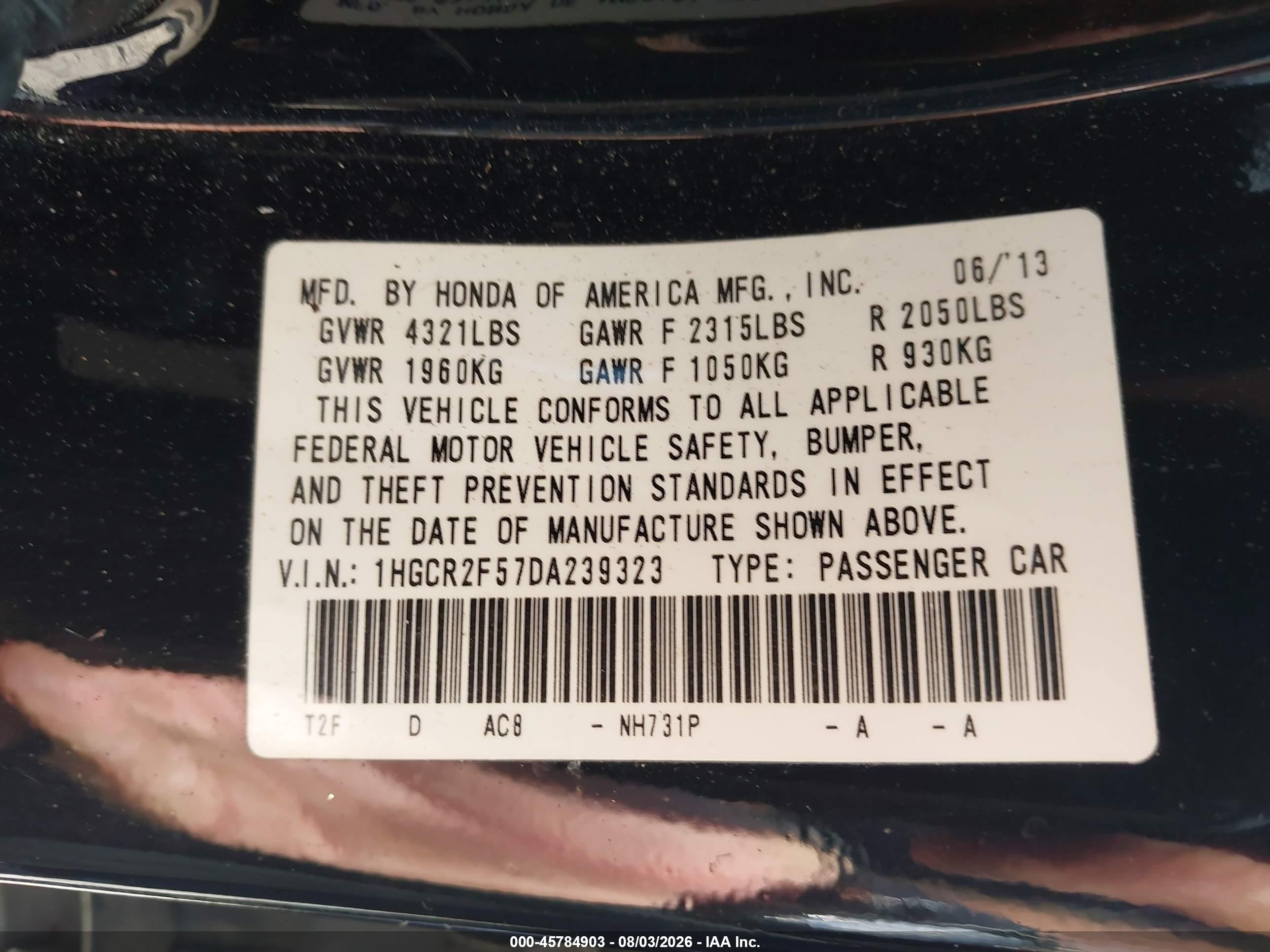 2013 Honda Accord Sport Черный vin: 1HGCR2F57DA239323