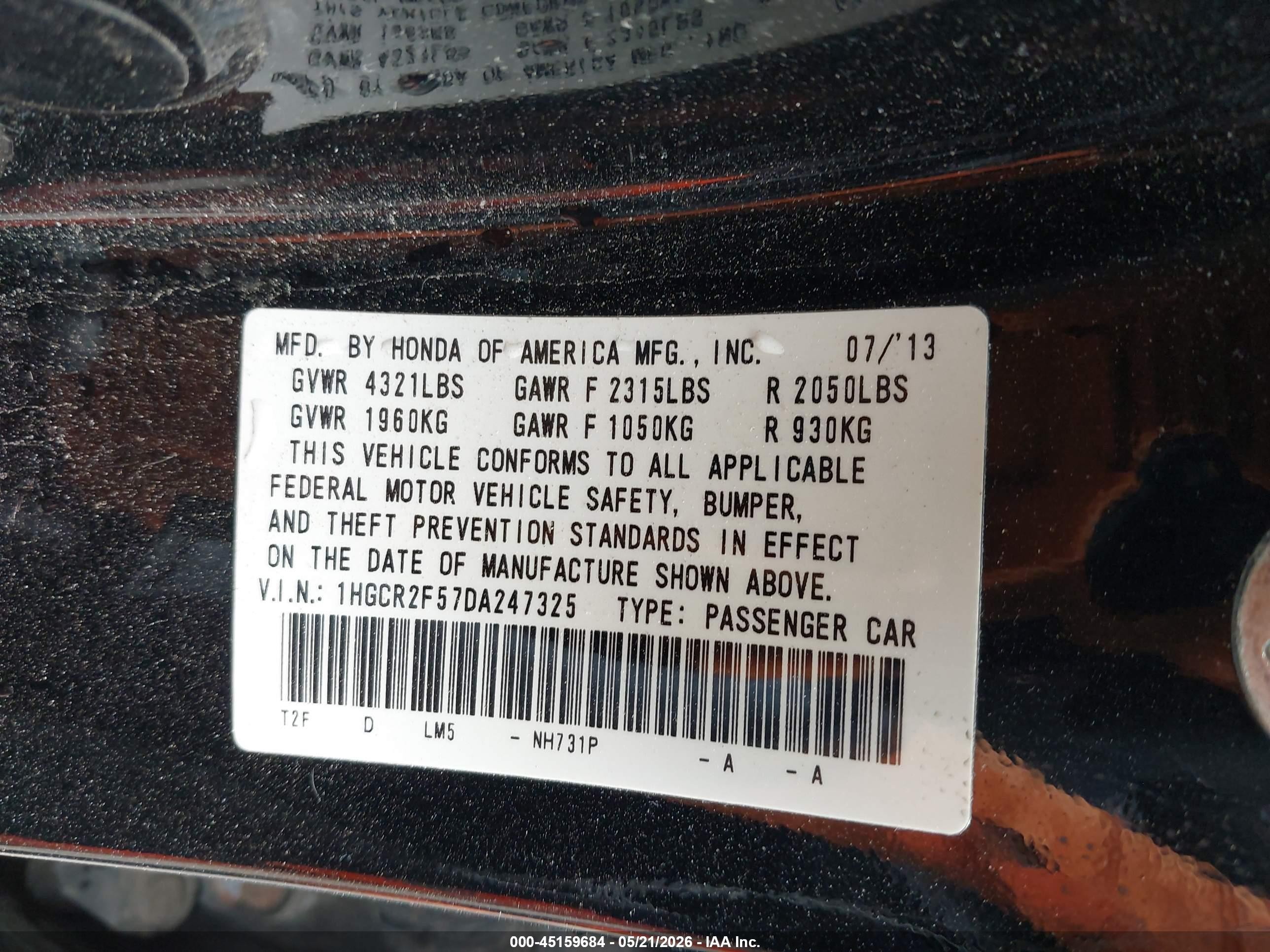 2013 Honda Accord Sport Black vin: 1HGCR2F57DA247325