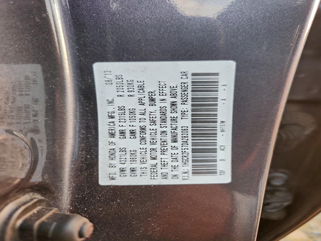 2013 Honda Accord Sport Gray vin: 1HGCR2F57DA283063