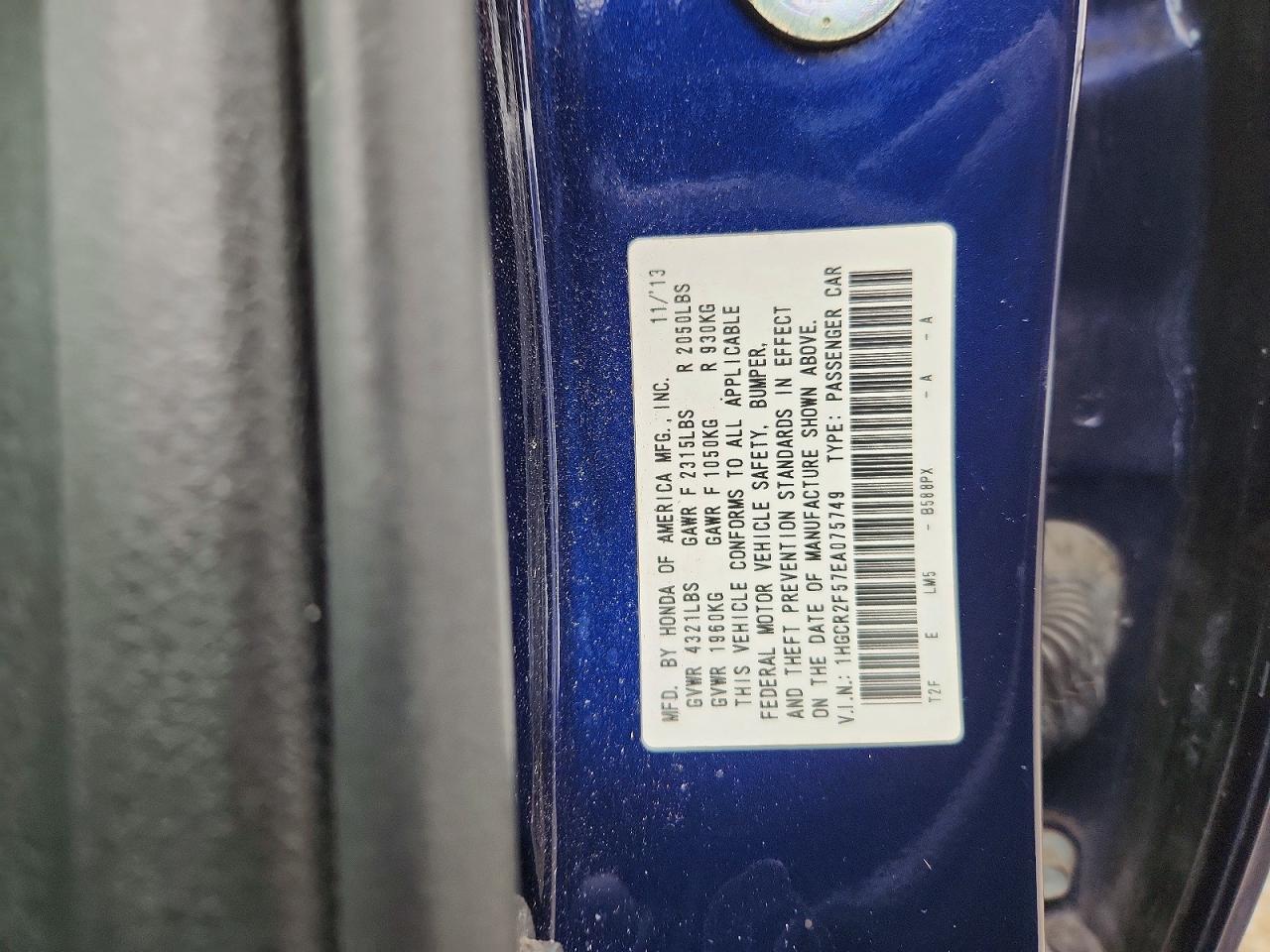 2014 Honda Accord Sport Blue vin: 1HGCR2F57EA075749