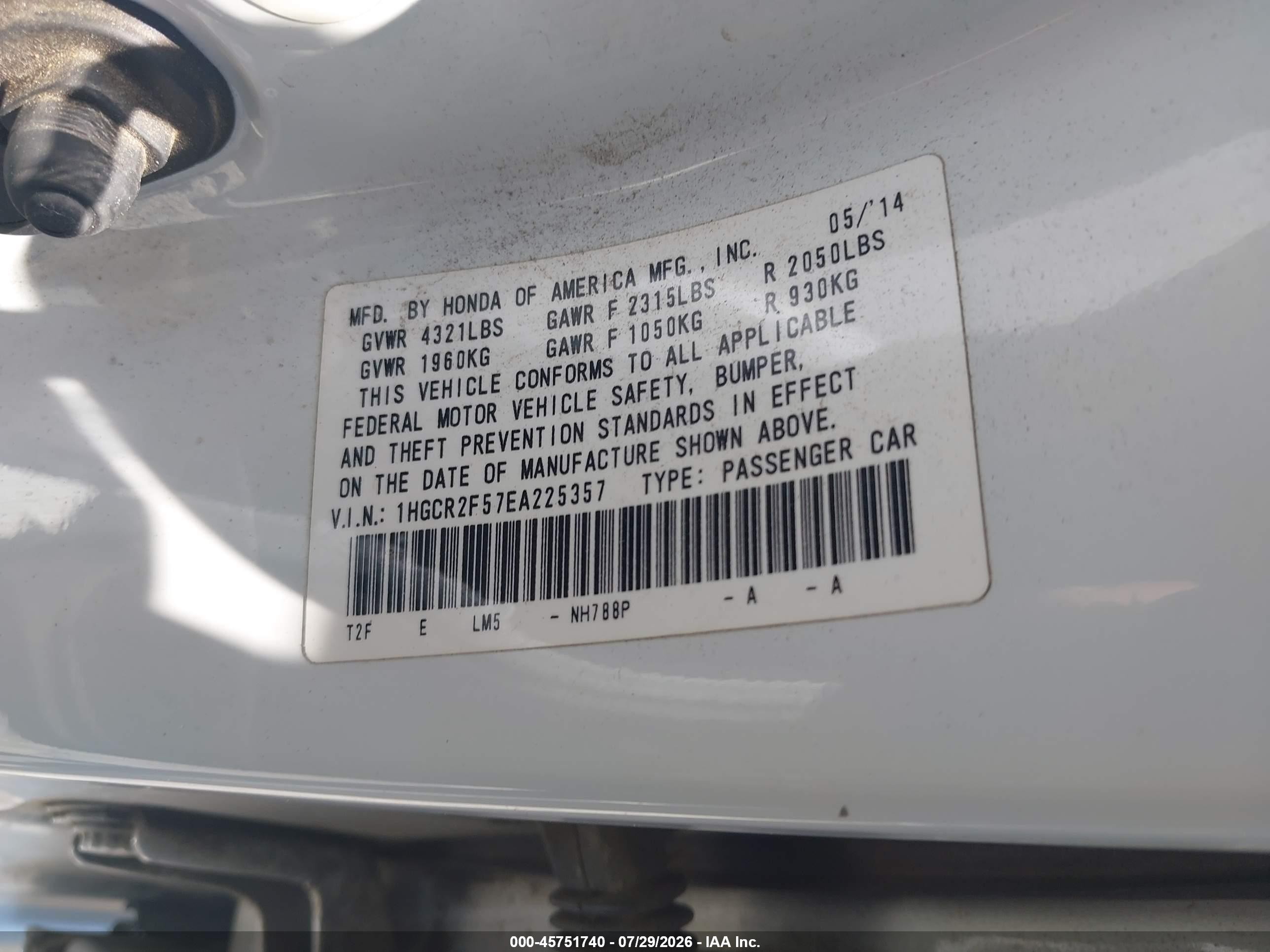 2014 Honda Accord Sport Белый vin: 1HGCR2F57EA225357