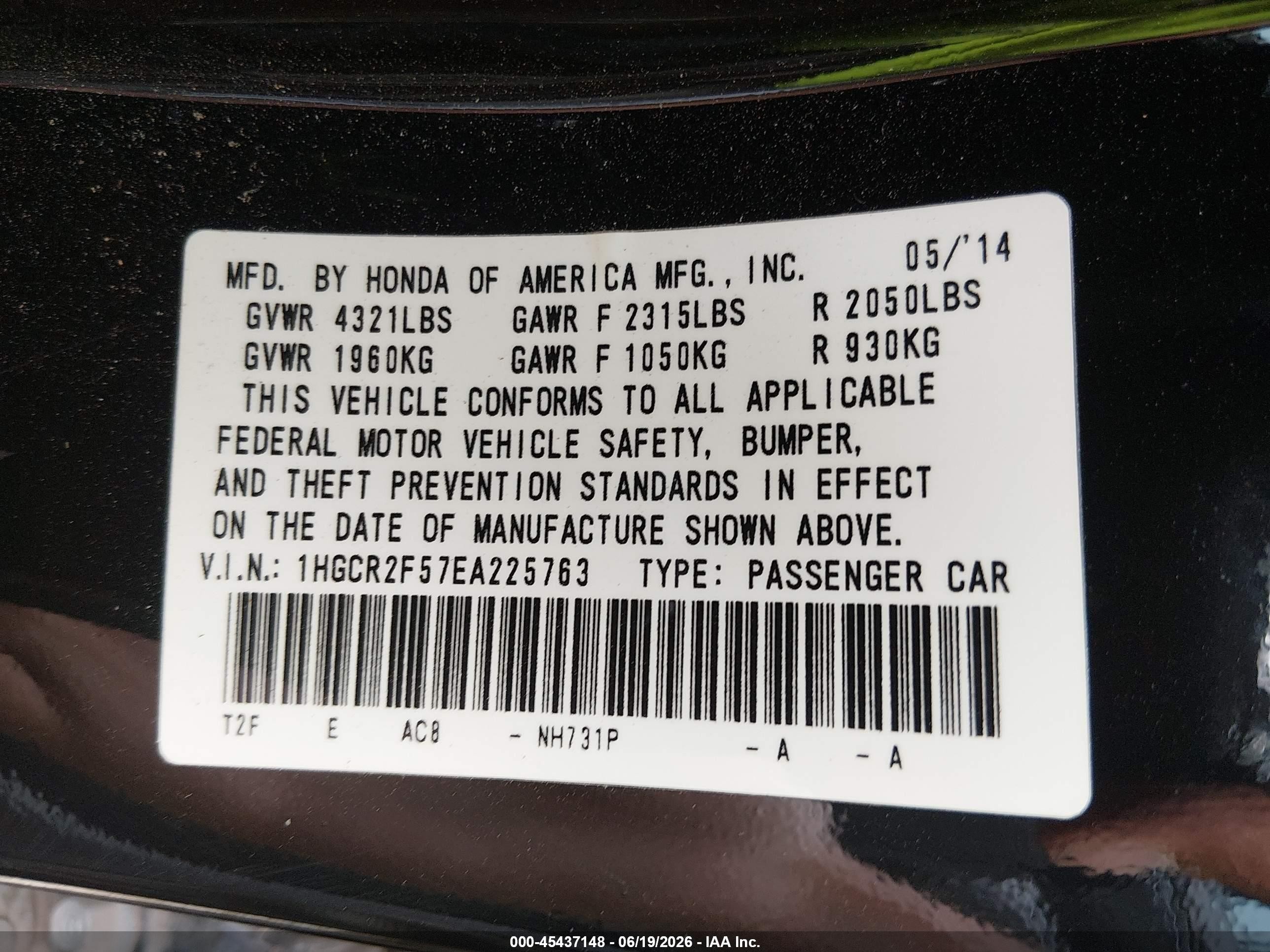 2014 Honda Accord Sport Черный vin: 1HGCR2F57EA225763