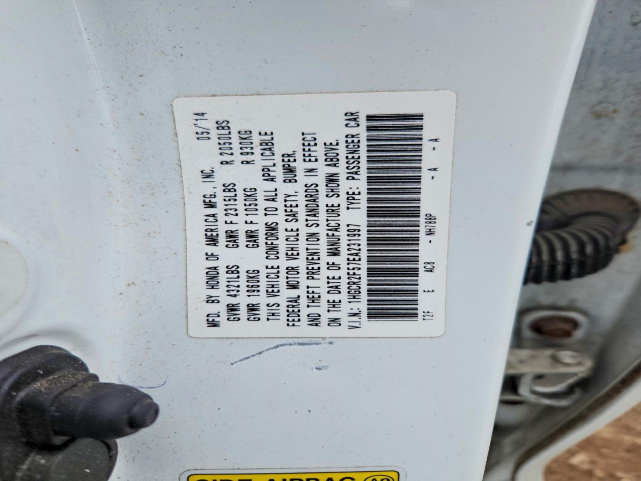 2014 Honda Accord Sport White vin: 1HGCR2F57EA231997