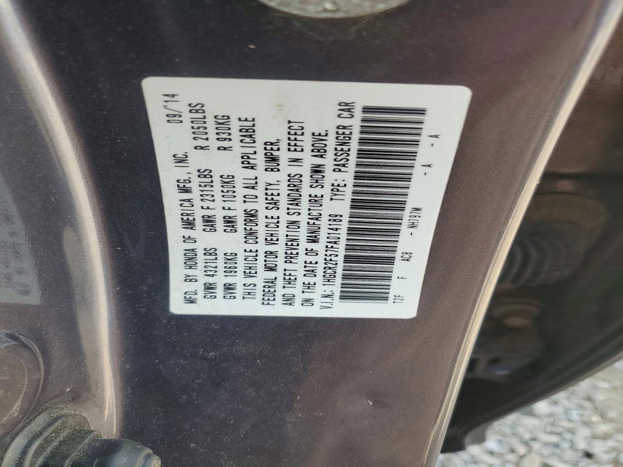2015 Honda Accord Sport Серый vin: 1HGCR2F57FA014189