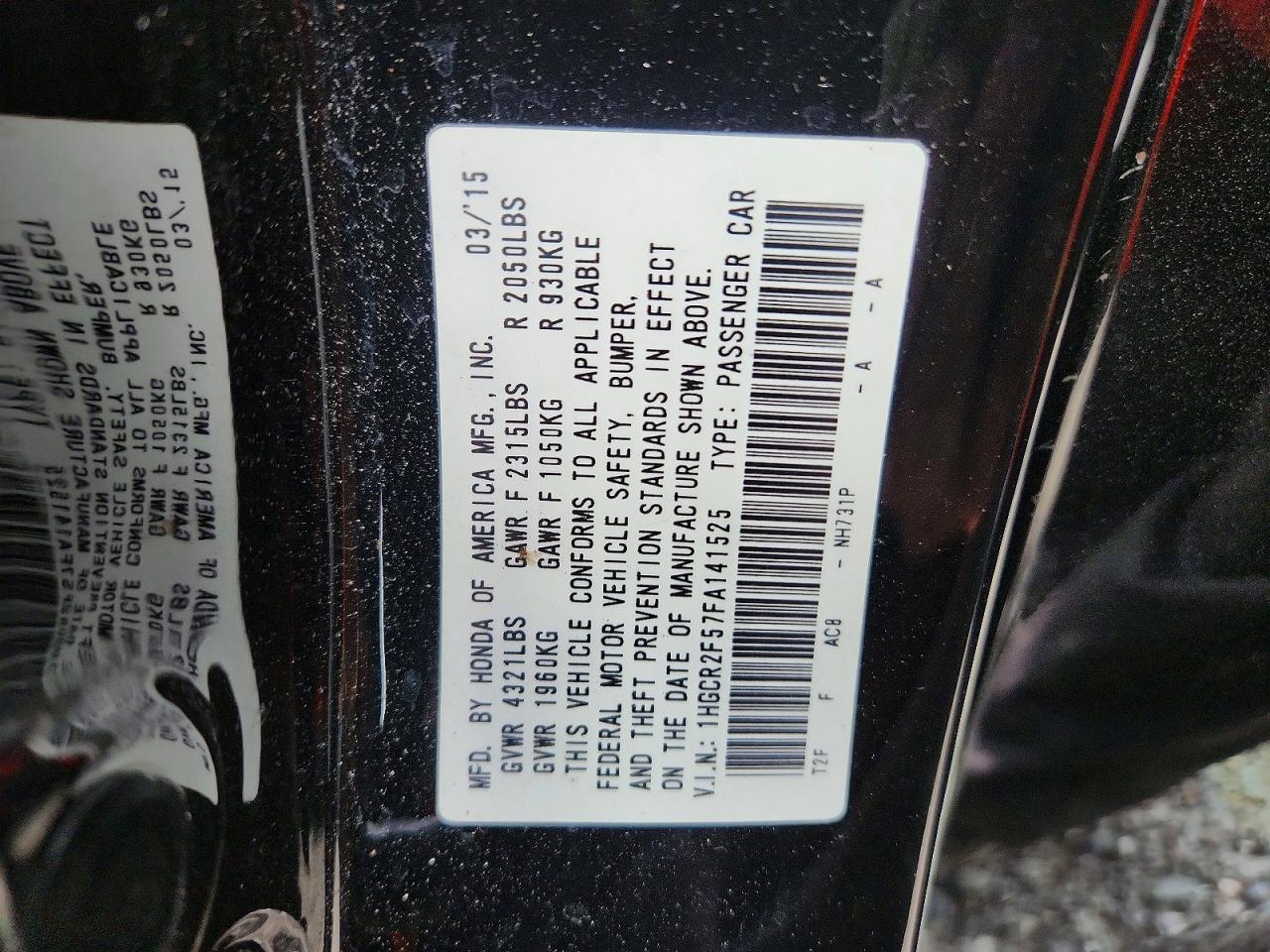 2015 Honda Accord Sport Black vin: 1HGCR2F57FA141525