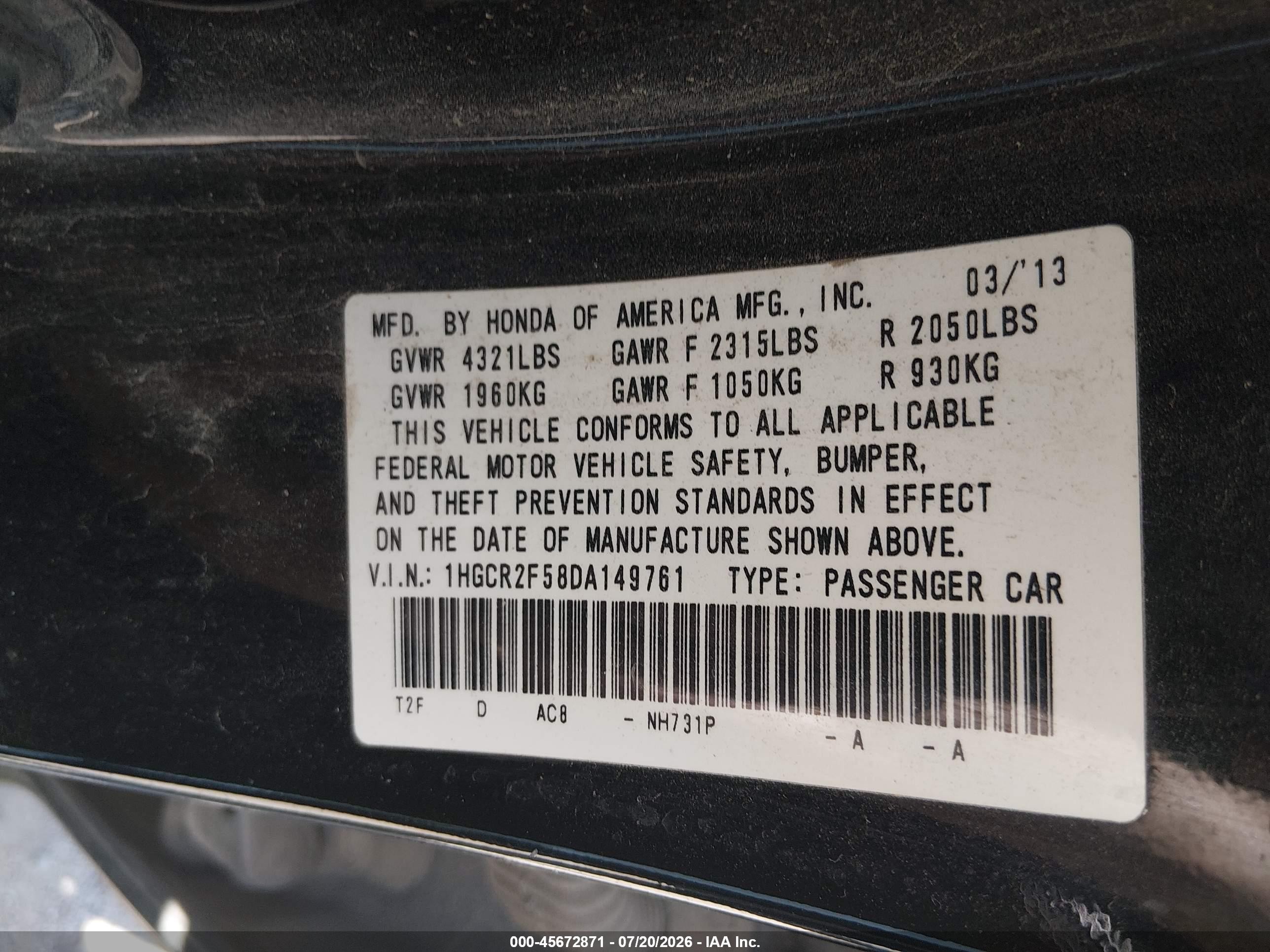 2013 Honda Accord Sport Черный vin: 1HGCR2F58DA149761