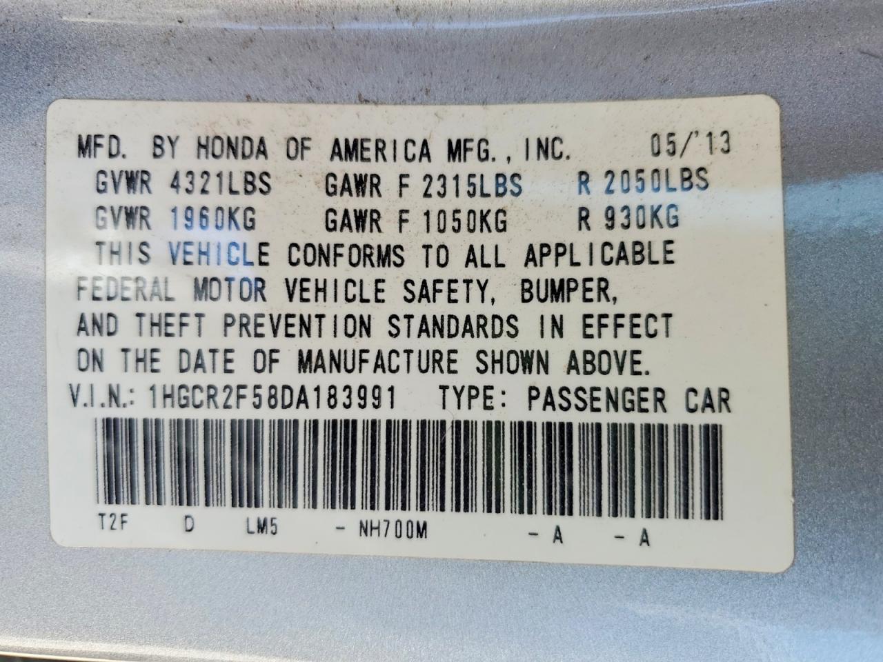 2013 Honda Accord Sport Серебряный vin: 1HGCR2F58DA183991