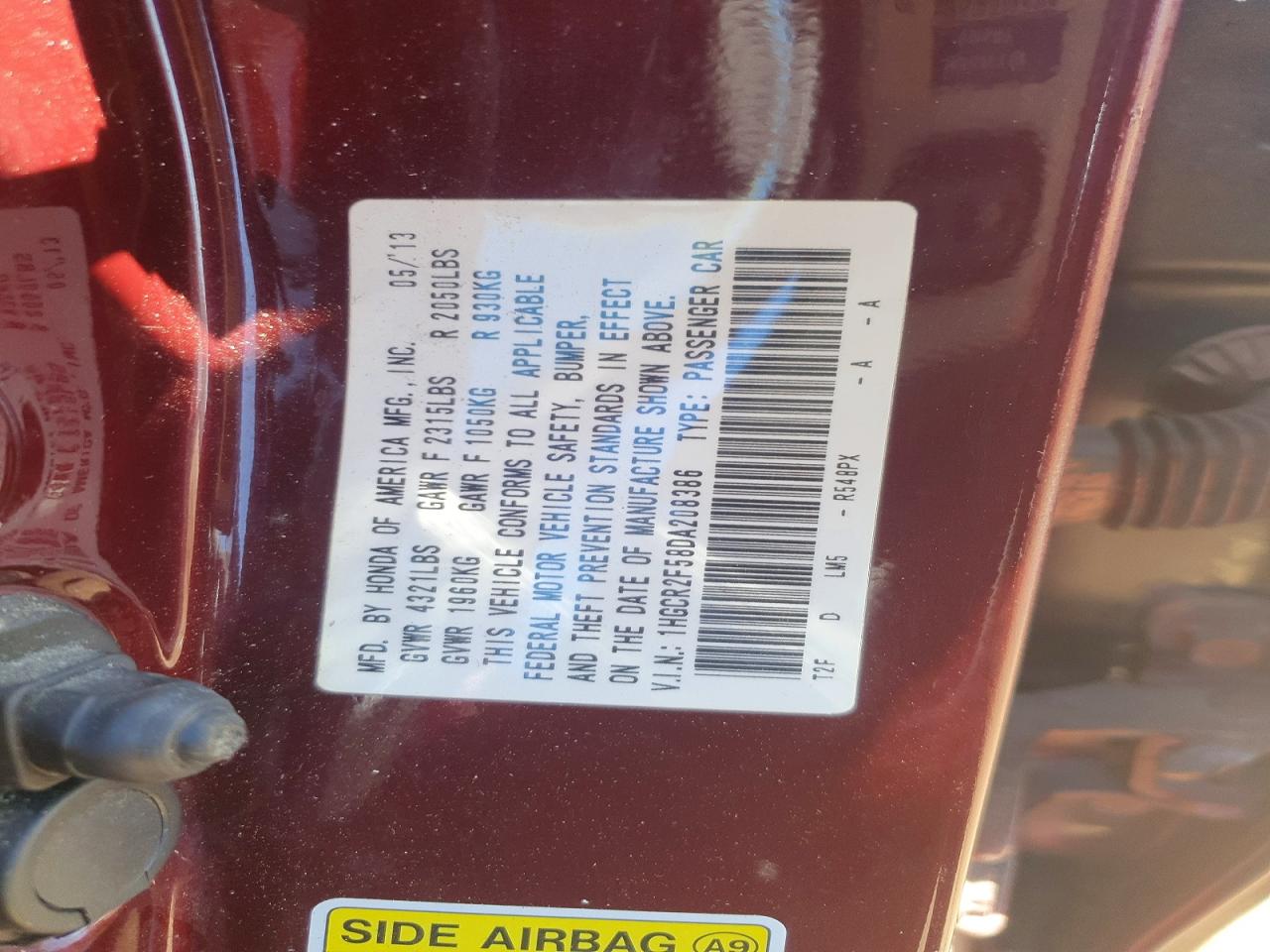 2013 Honda Accord Sport Maroon vin: 1HGCR2F58DA208386