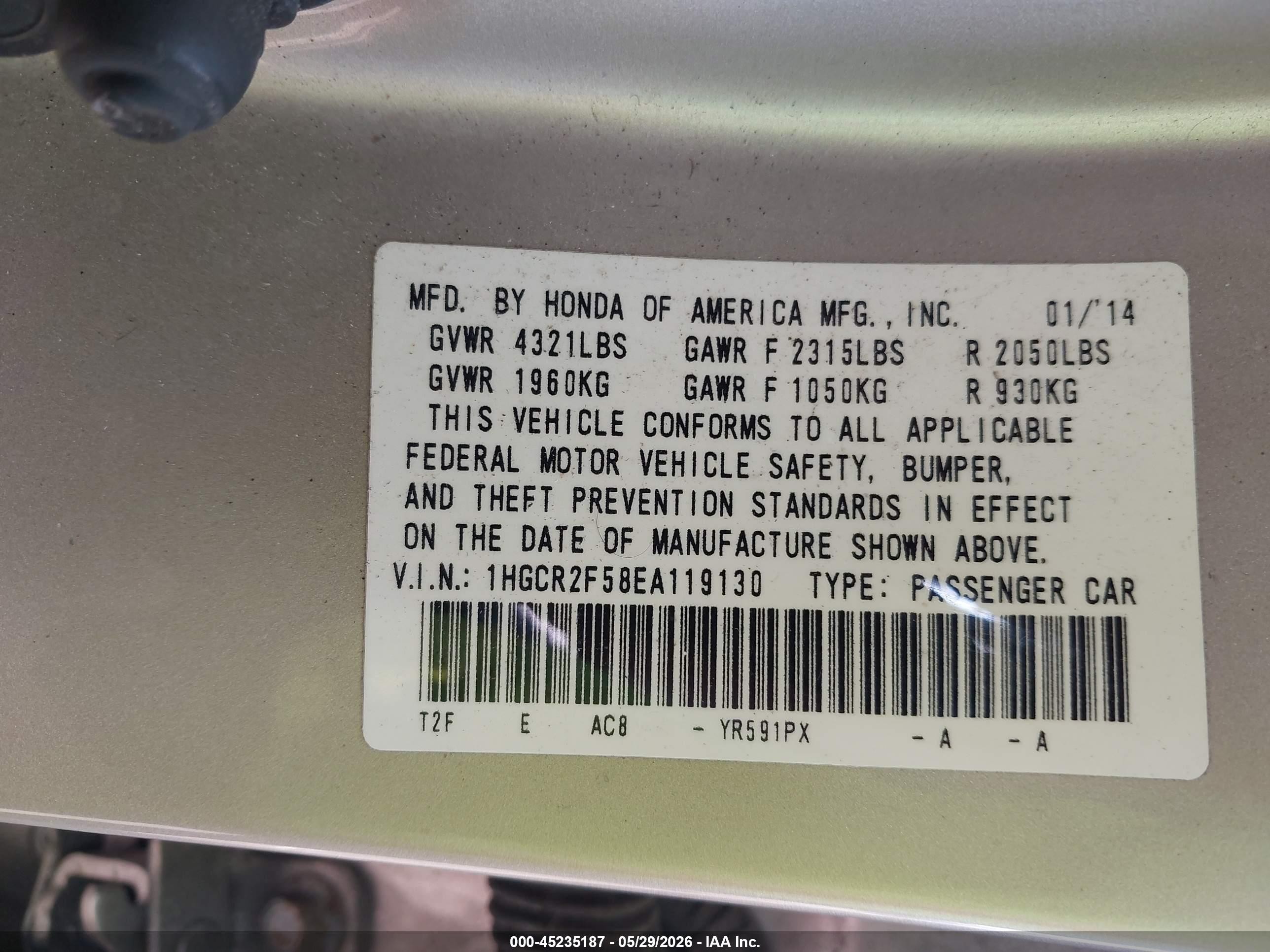 2014 Honda Accord Sport Beige vin: 1HGCR2F58EA119130