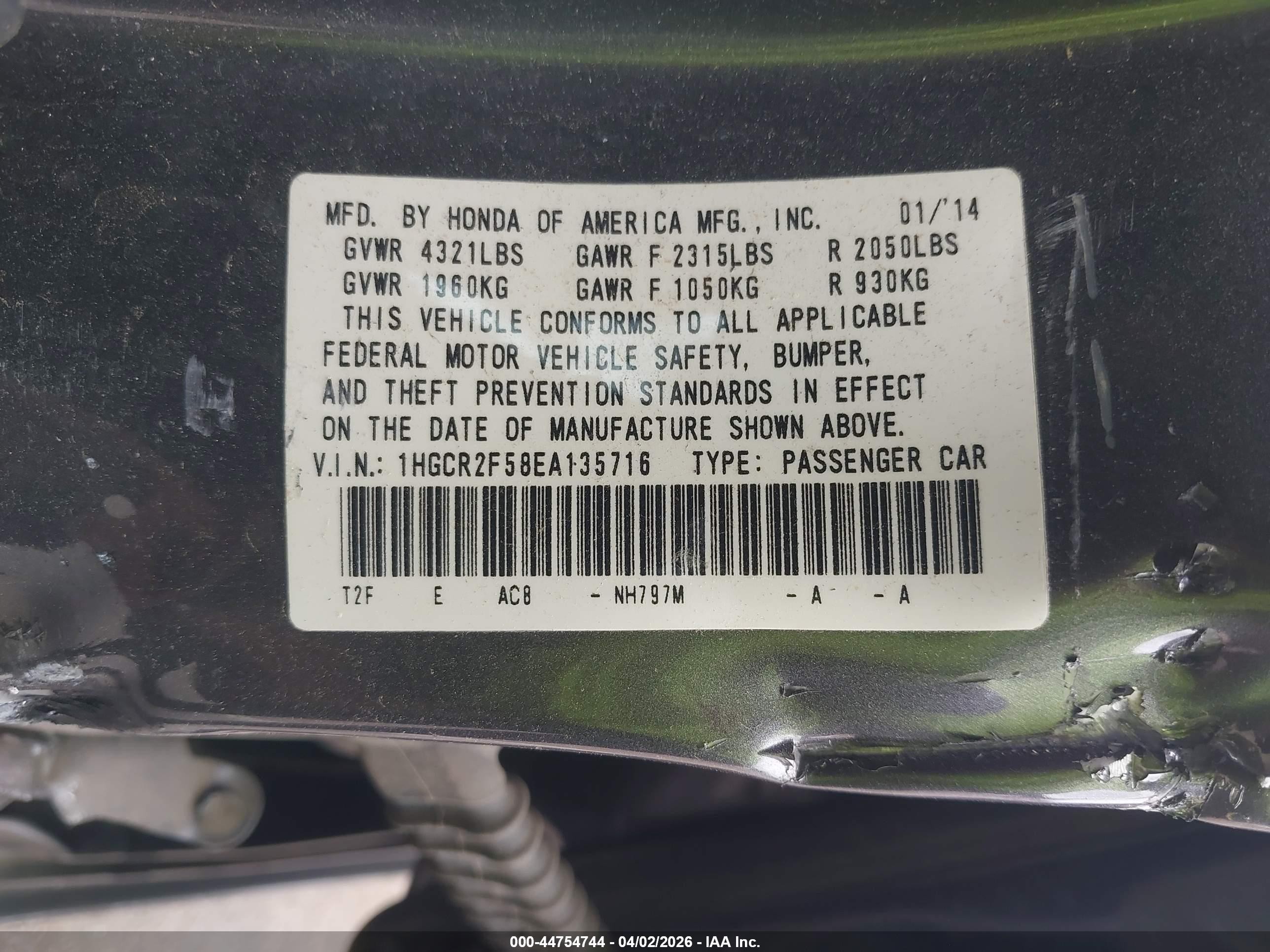 2014 Honda Accord Sport Gray vin: 1HGCR2F58EA135716