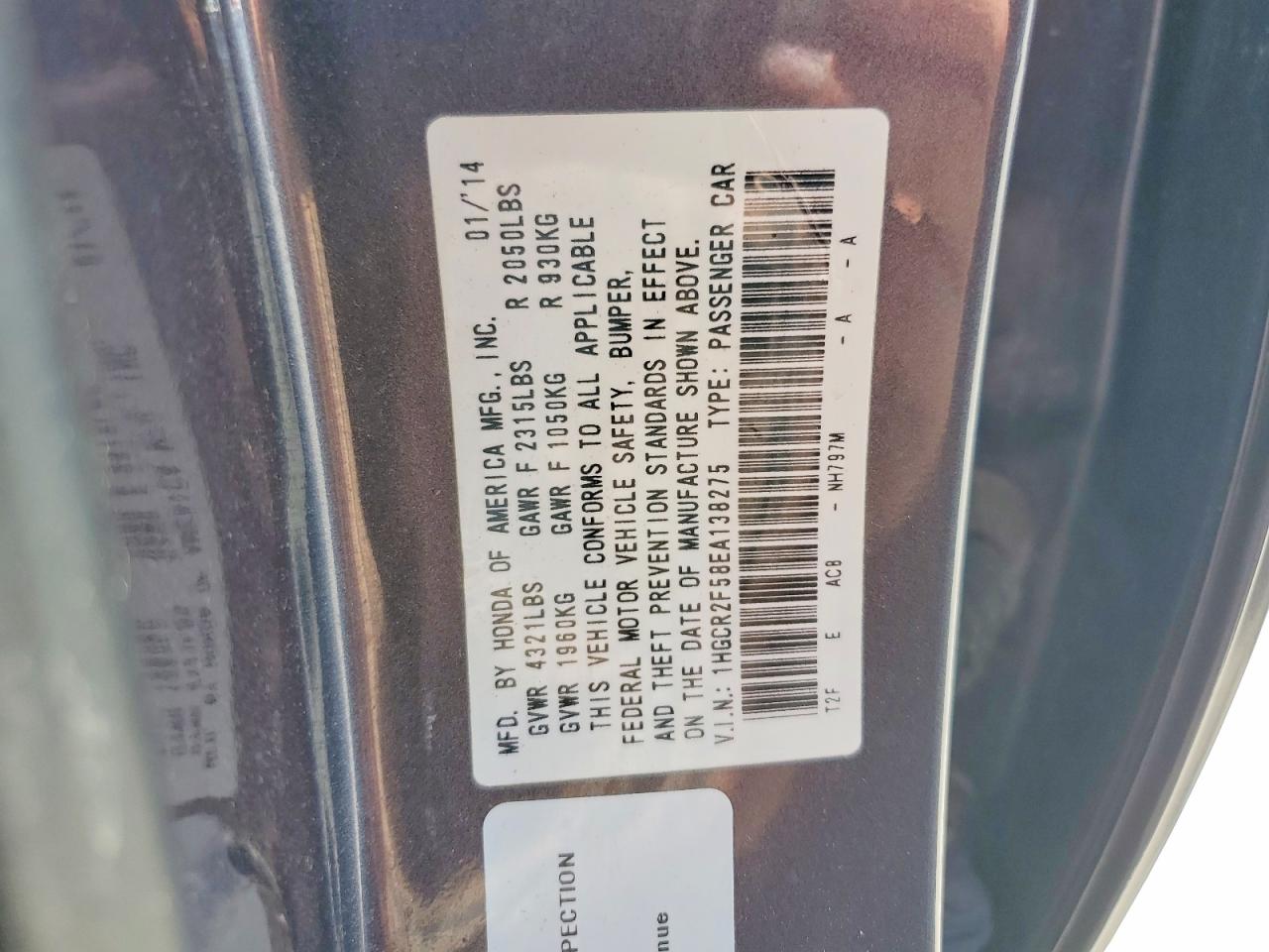 2014 Honda Accord Sport Gray vin: 1HGCR2F58EA138275