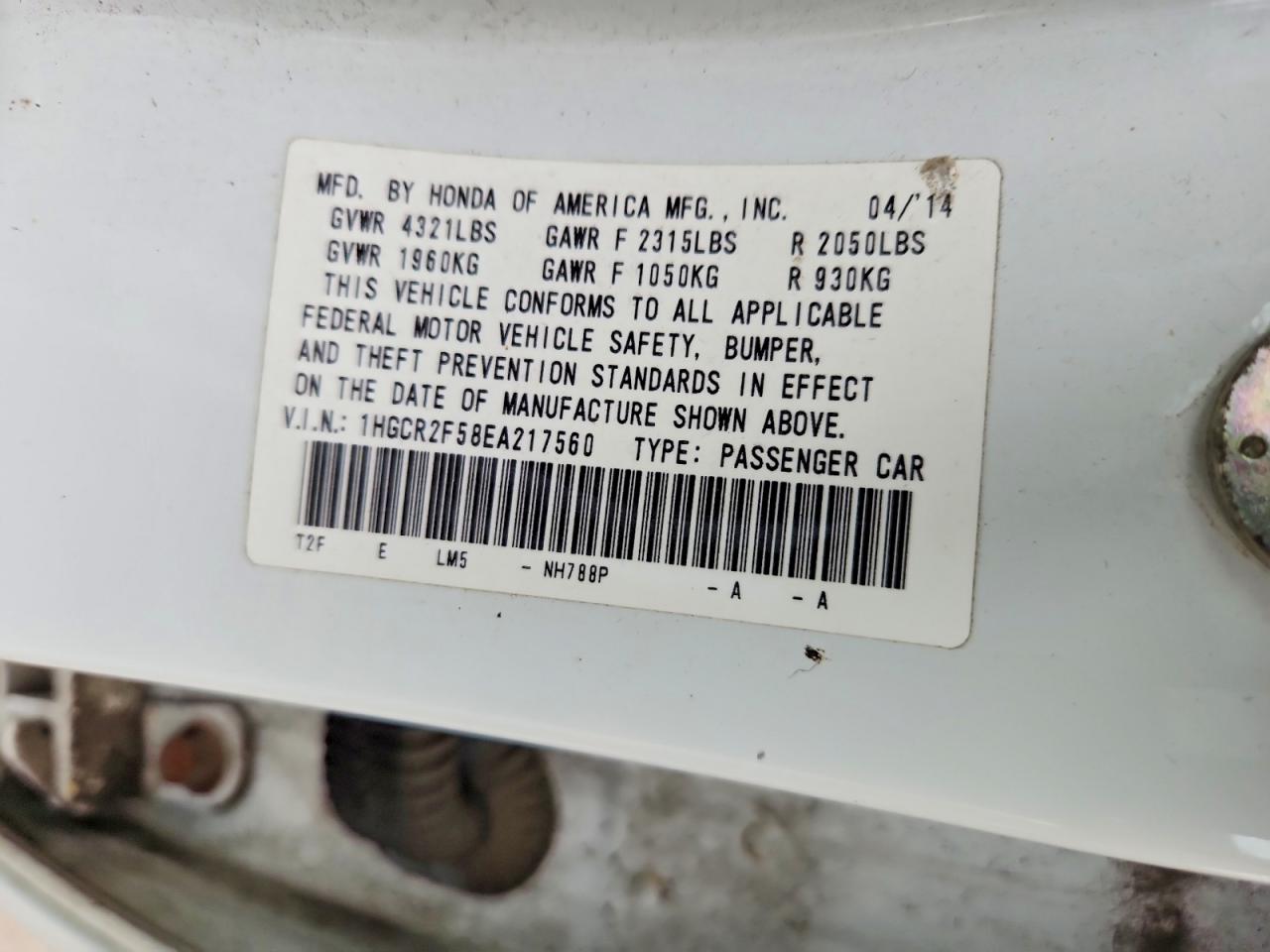 2014 Honda Accord Sport White vin: 1HGCR2F58EA217560
