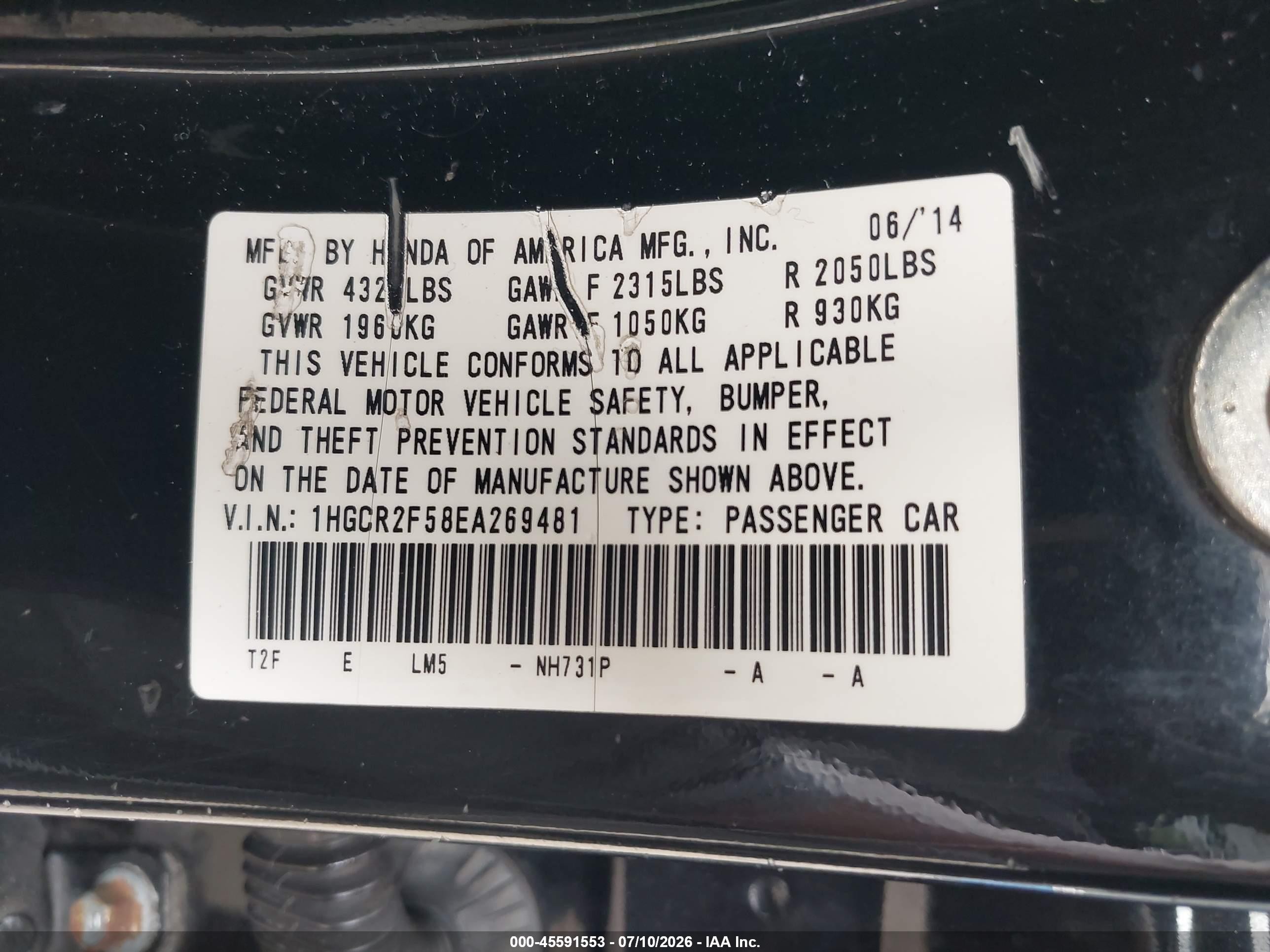 2014 Honda Accord Sport Black vin: 1HGCR2F58EA269481