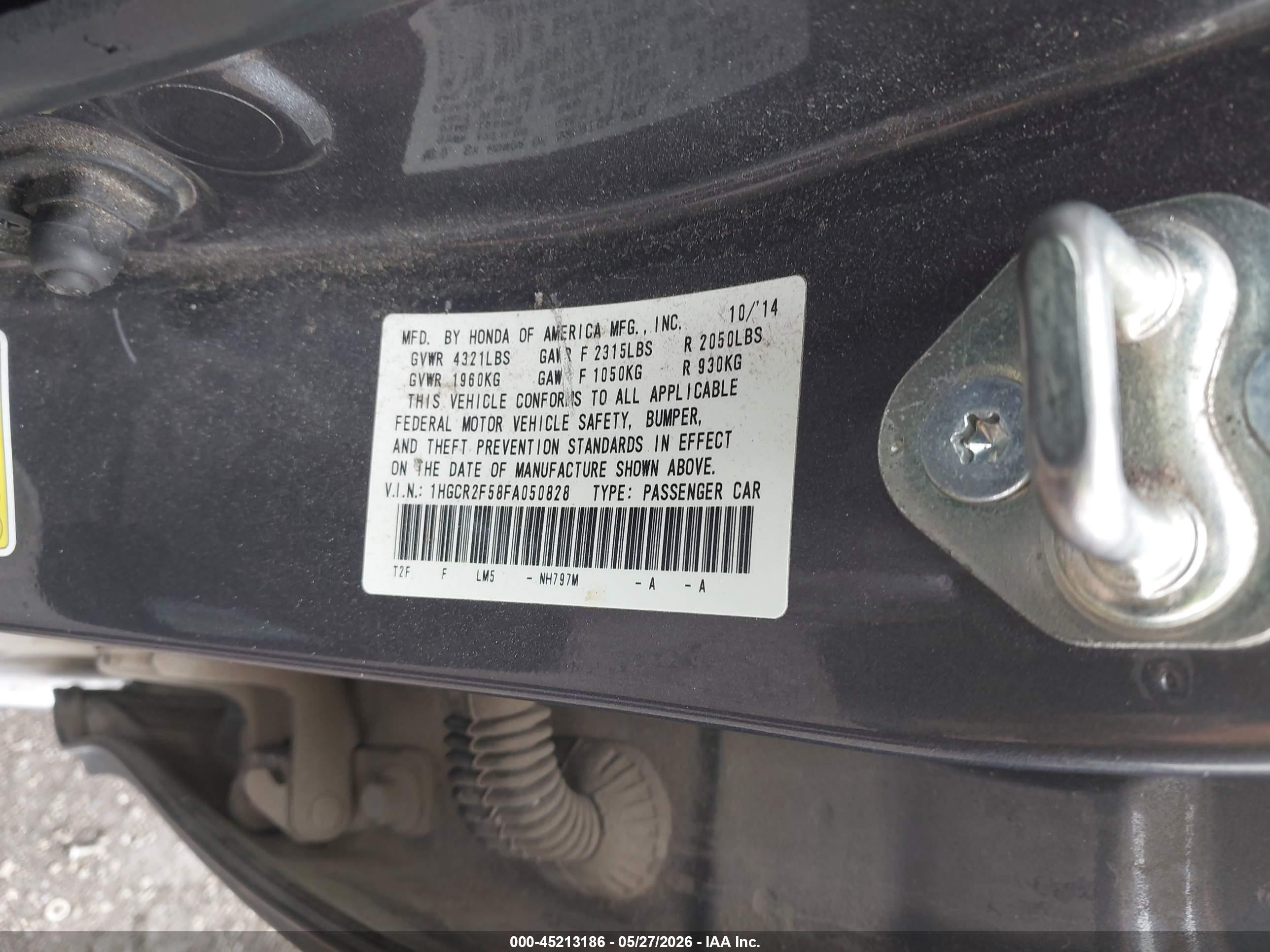 2015 Honda Accord Sport Gray vin: 1HGCR2F58FA050828