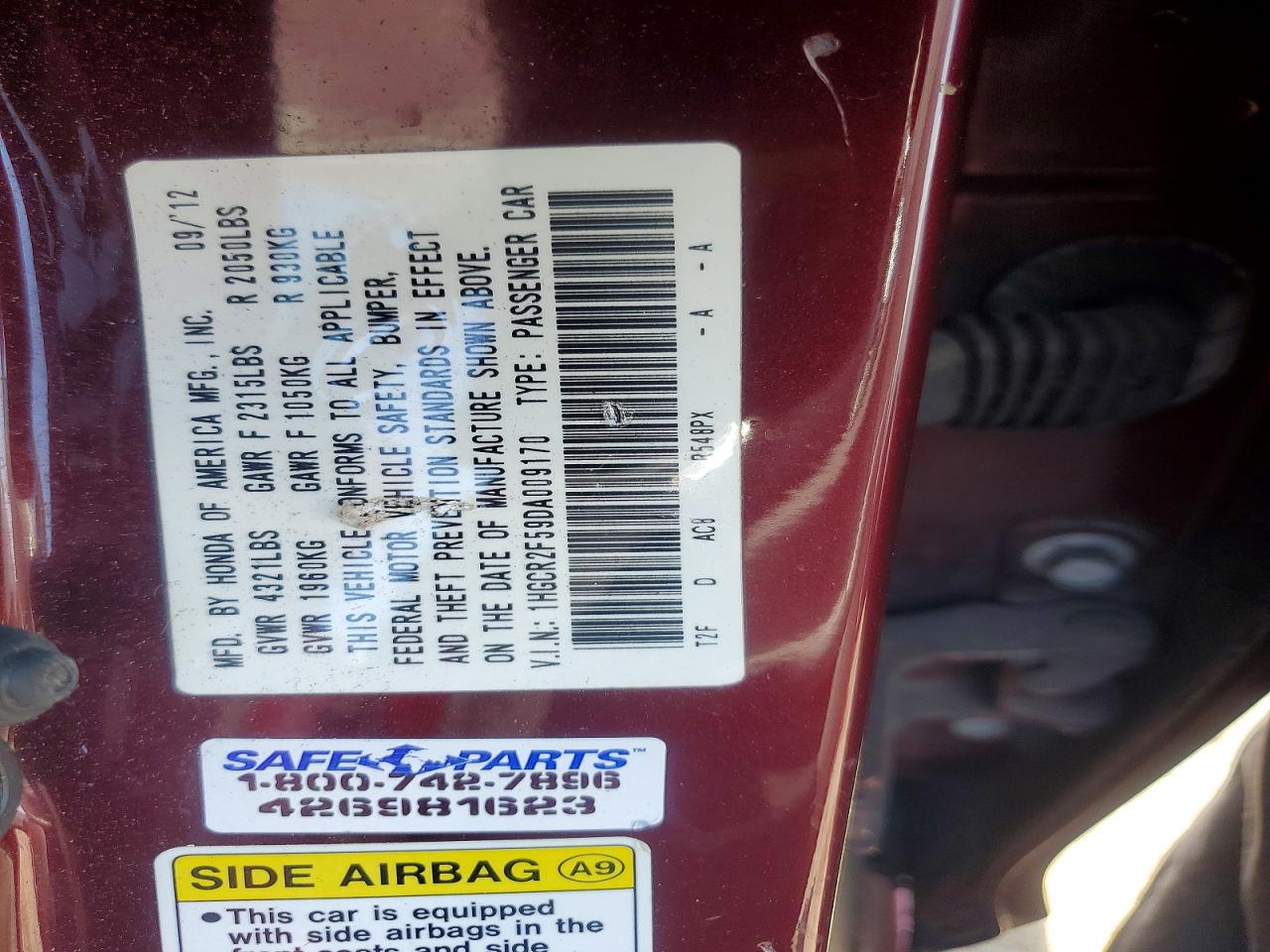 2013 Honda Accord Sport Burgundy vin: 1HGCR2F59DA009170
