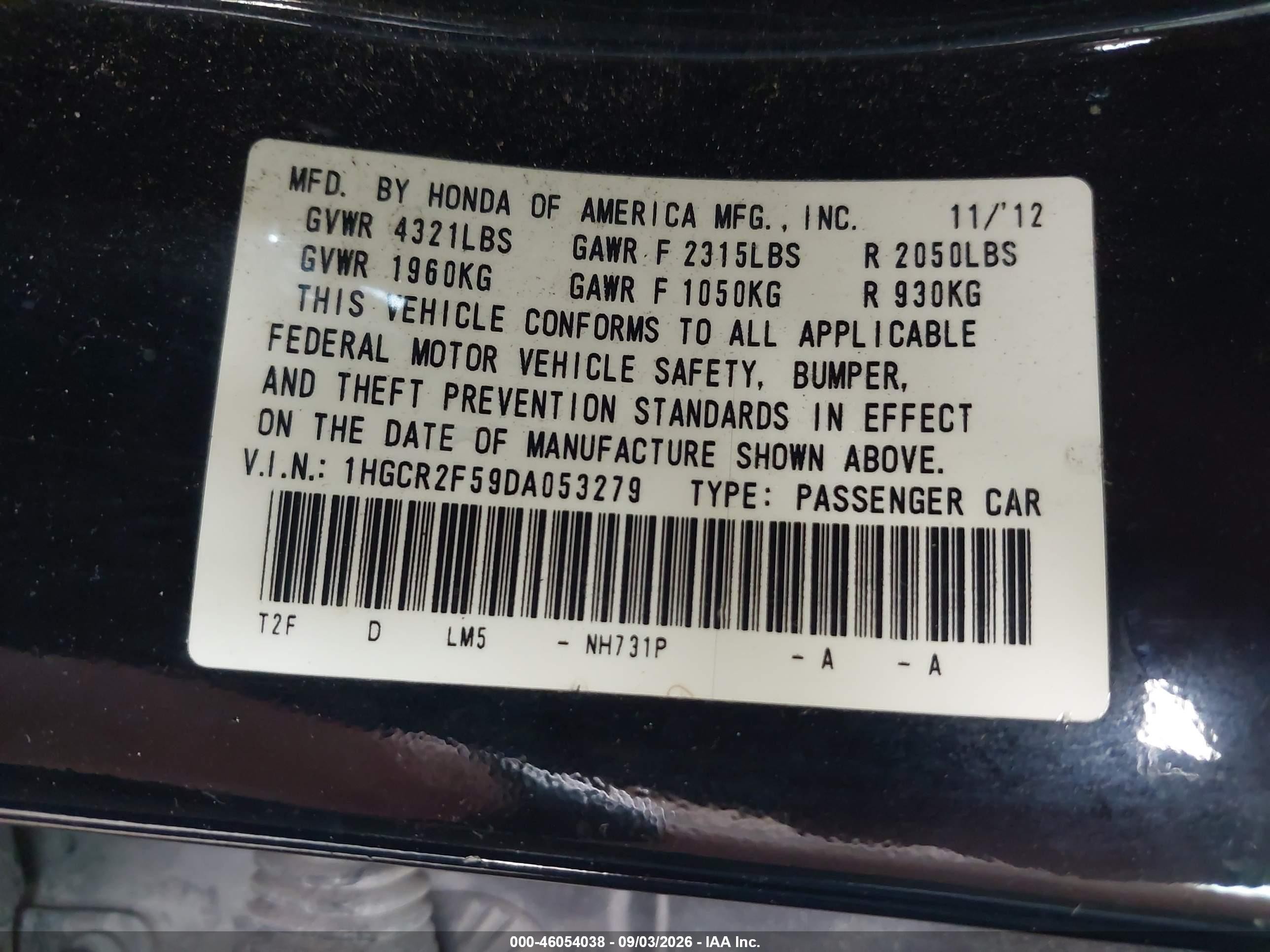 2013 Honda Accord Sport Black vin: 1HGCR2F59DA053279