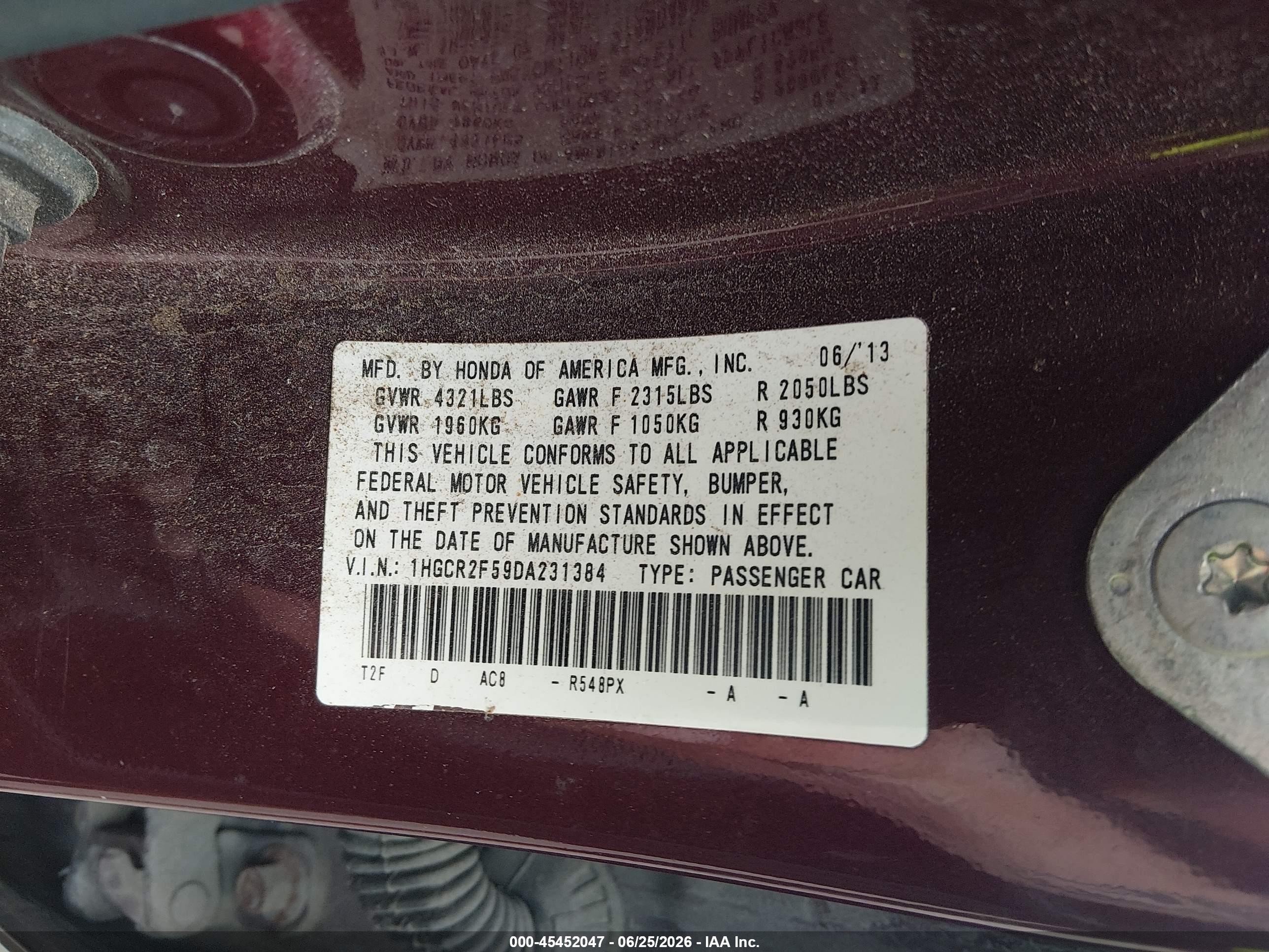 2013 Honda Accord Sport Burgundy vin: 1HGCR2F59DA231384