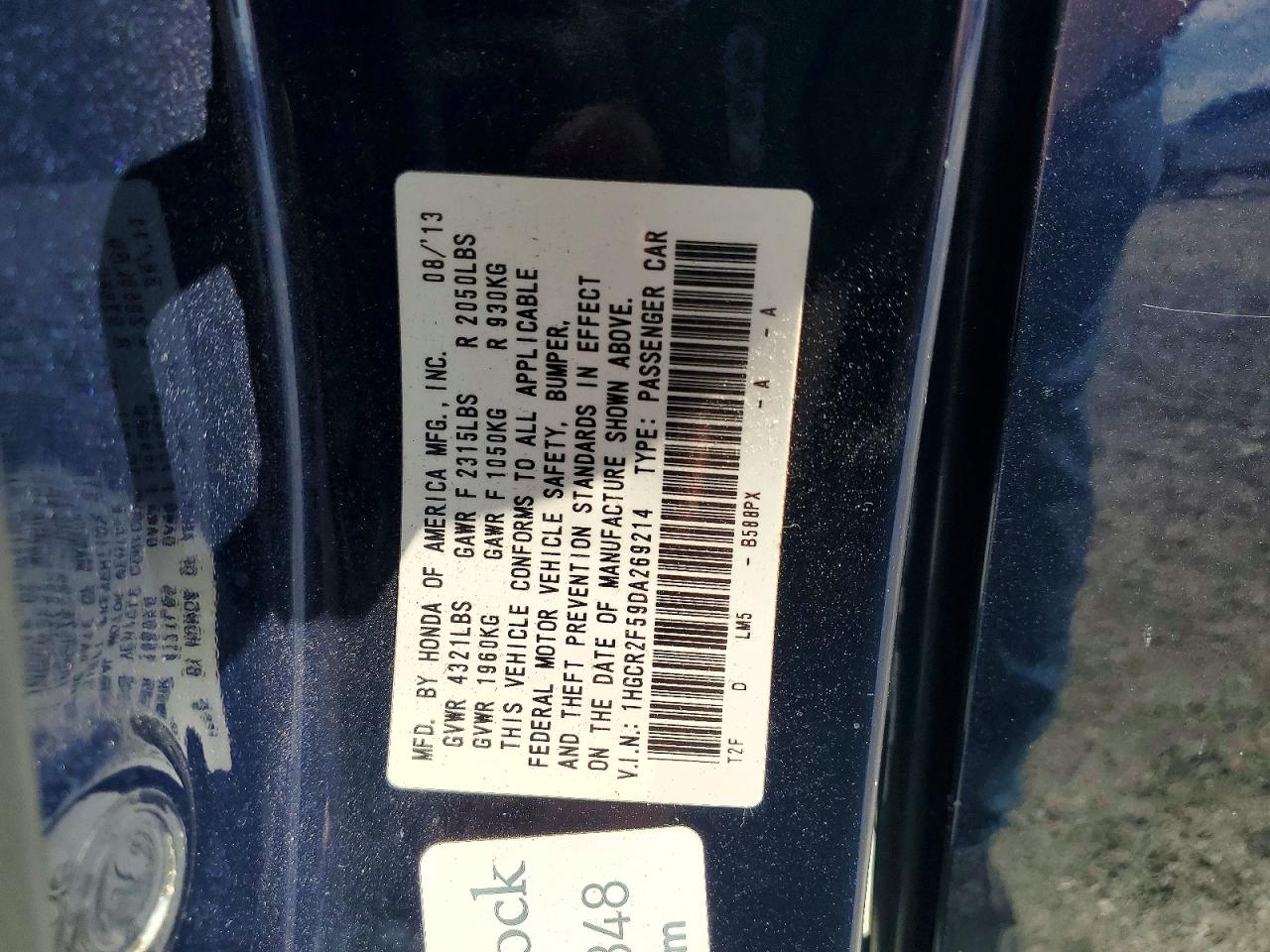 2013 Honda Accord Sport Blue vin: 1HGCR2F59DA269214