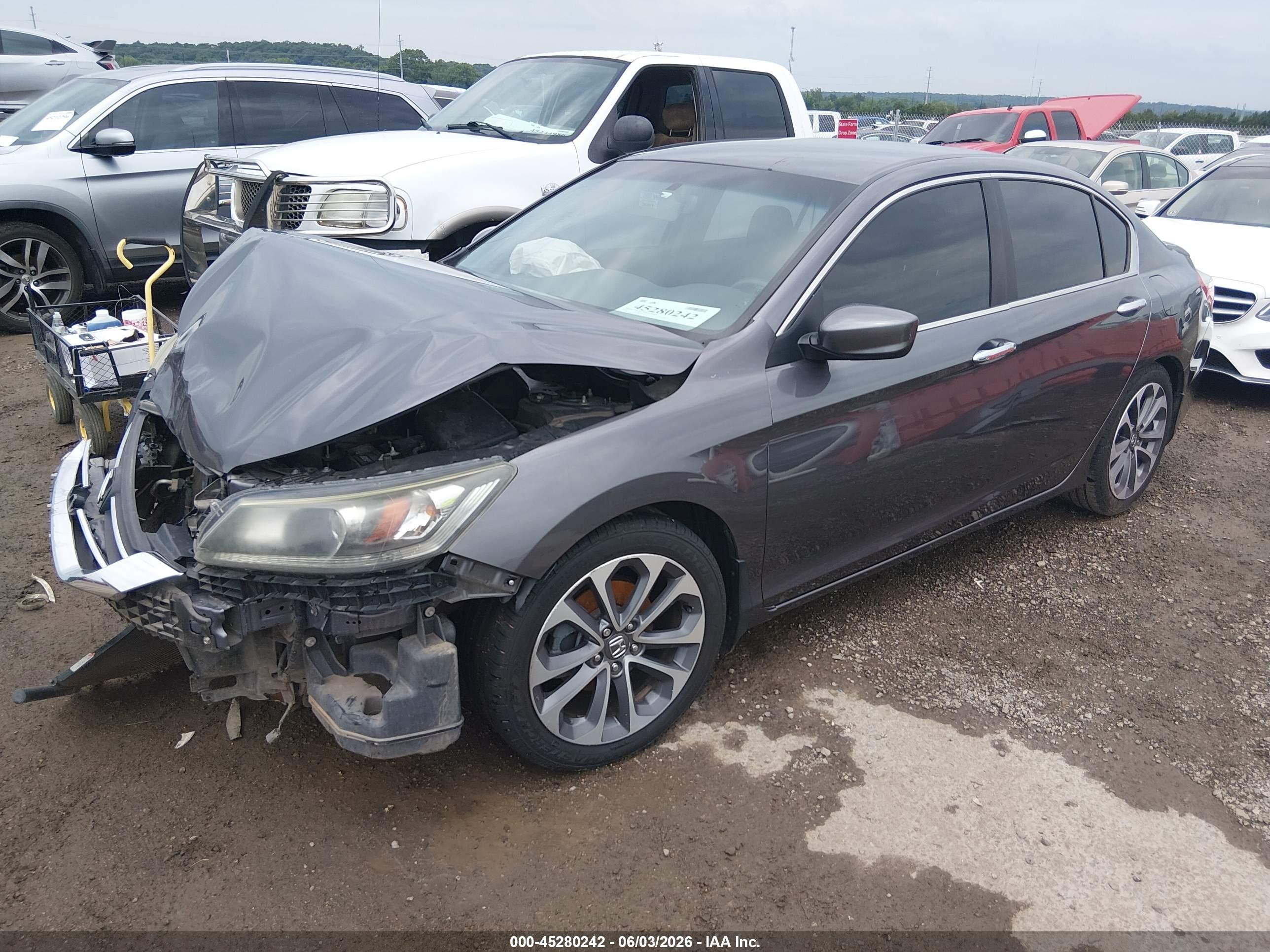 2014 Honda Accord Sport Gray vin: 1HGCR2F59EA280263