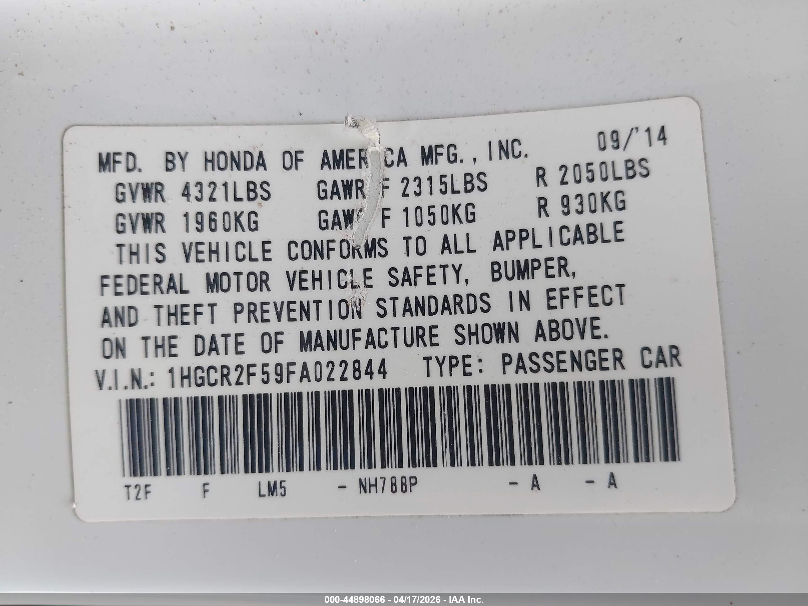2015 Honda Accord Sport White vin: 1HGCR2F59FA022844