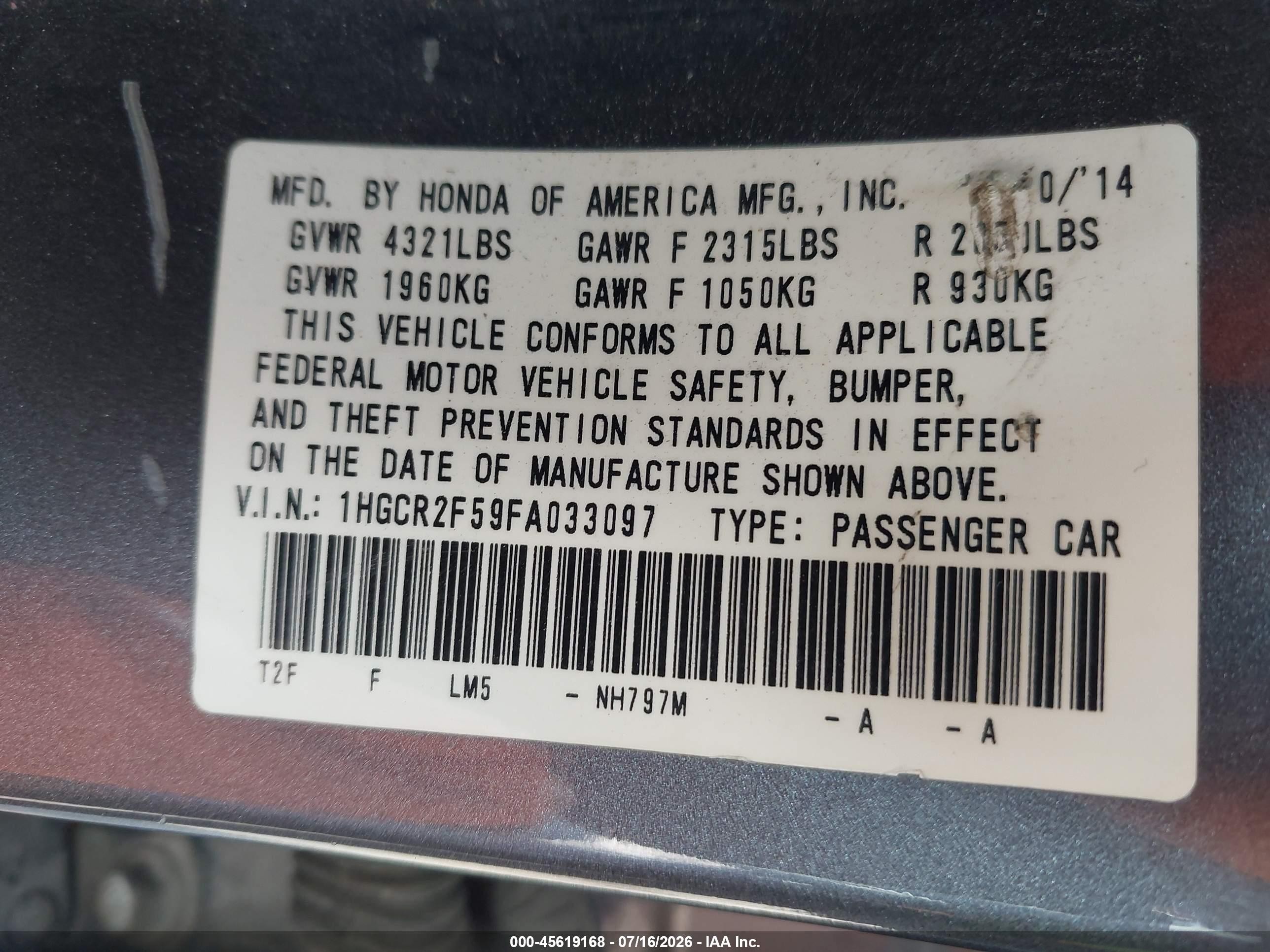 2015 Honda Accord Sport Коричневый vin: 1HGCR2F59FA033097