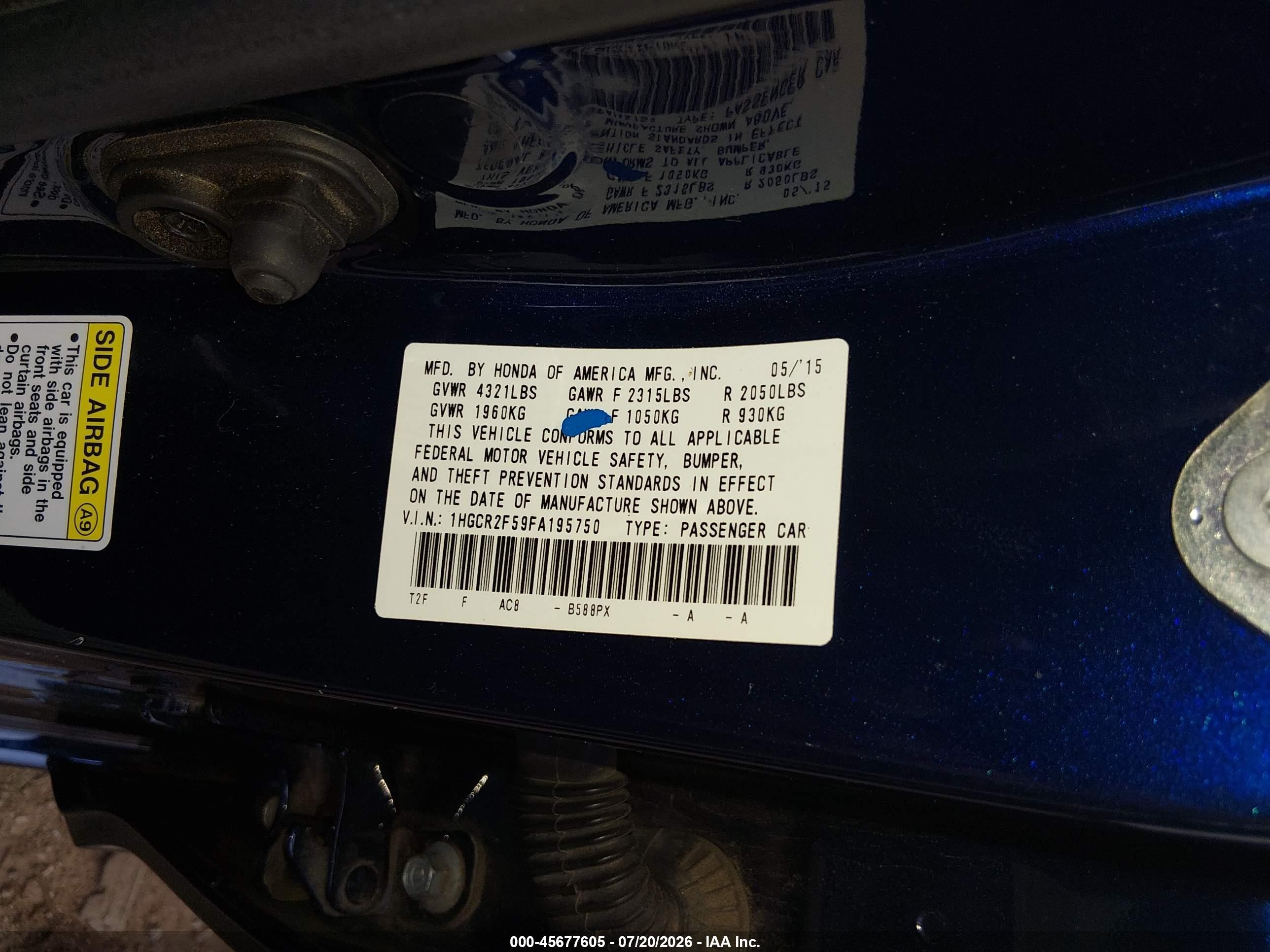 2015 Honda Accord Sport Black vin: 1HGCR2F59FA195750