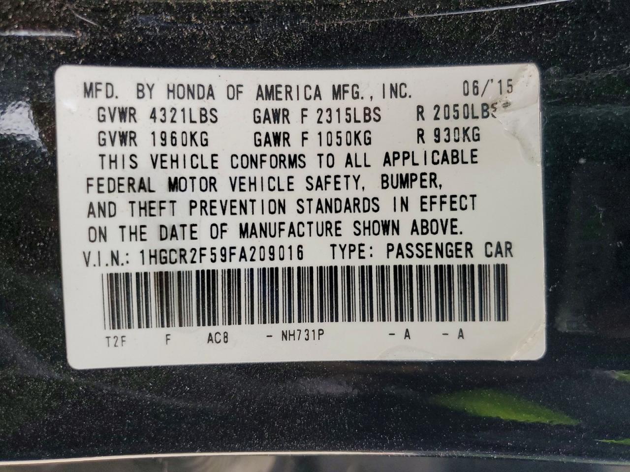 2015 Honda Accord Sport Black vin: 1HGCR2F59FA209016