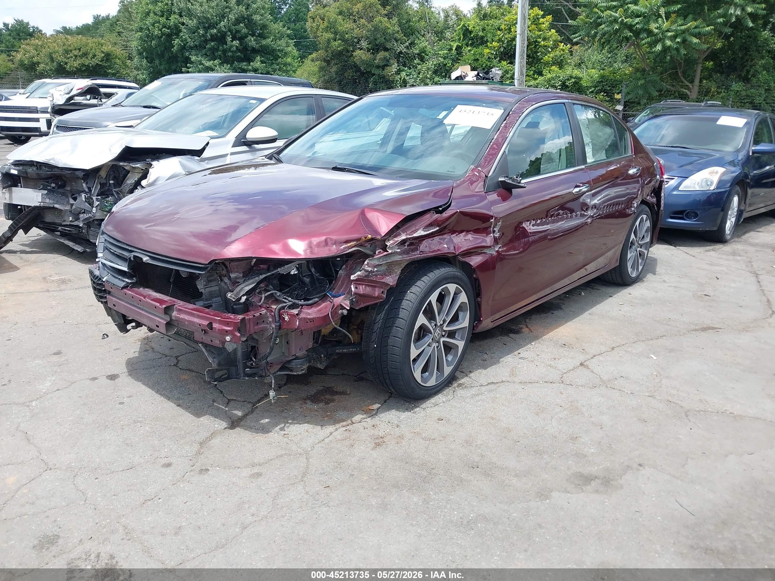 2015 Honda Accord Sport Burgundy vin: 1HGCR2F59FA235860