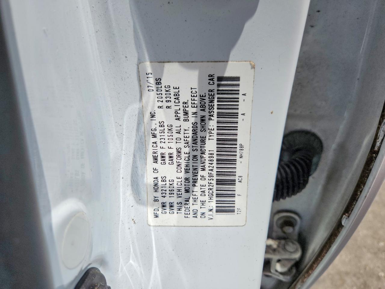 2015 Honda Accord Sport White vin: 1HGCR2F59FA248981
